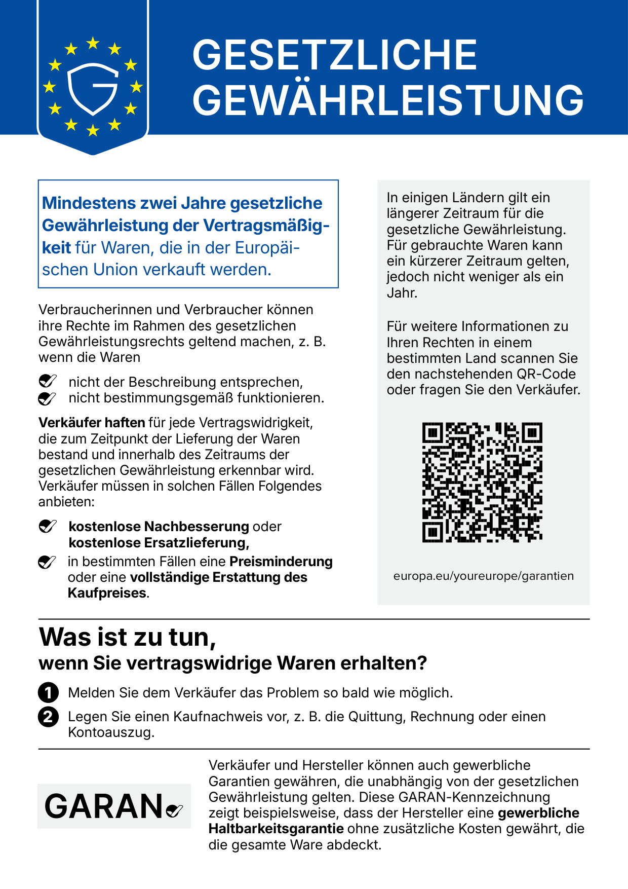 Symbol für gesetzliche Garantie