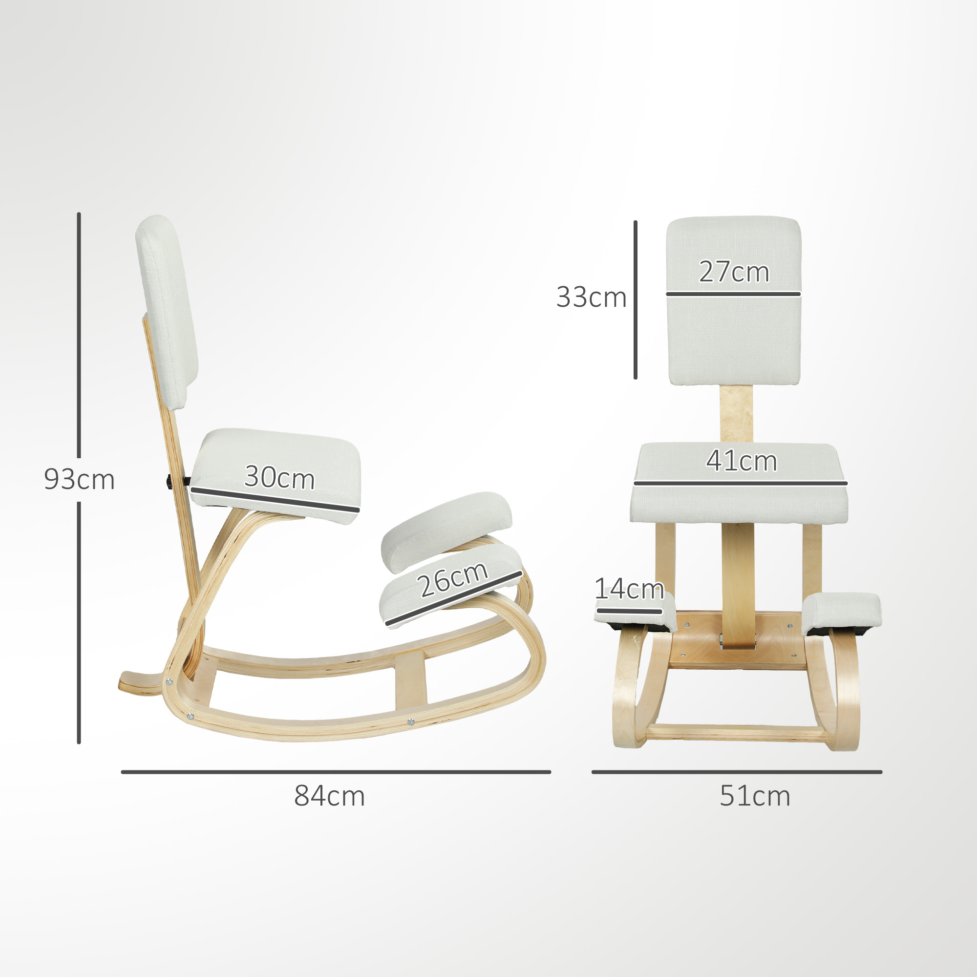 ergonomischer Kniestuhl, Kniehocker Gesundheitsstuhl für Zuhause, Büro, Meditation Creme