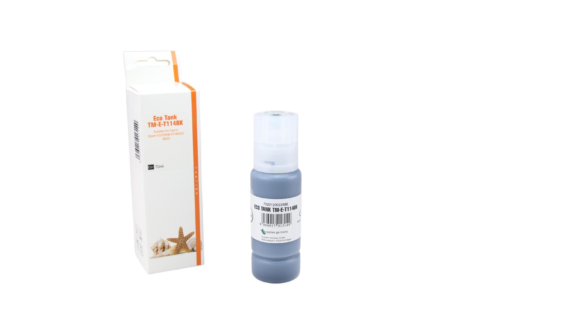 T114BK Eco Tank Nachfüllflasche black für Epson / C13T07A140 / 70