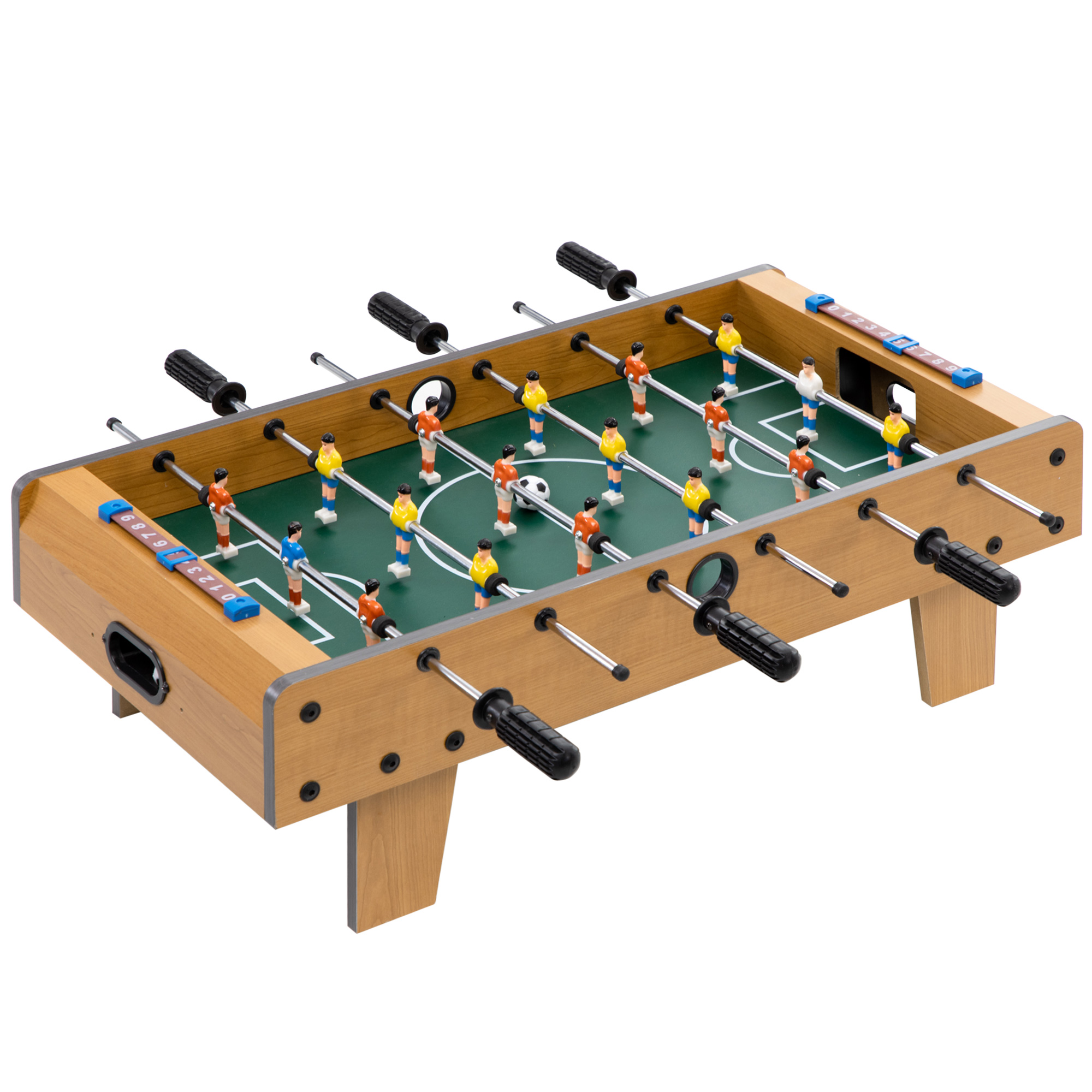 Tischfußball-Set, Kicker-Tisch, kompakte Holzstruktur, 2 Bälle, Scoreboards, Braun