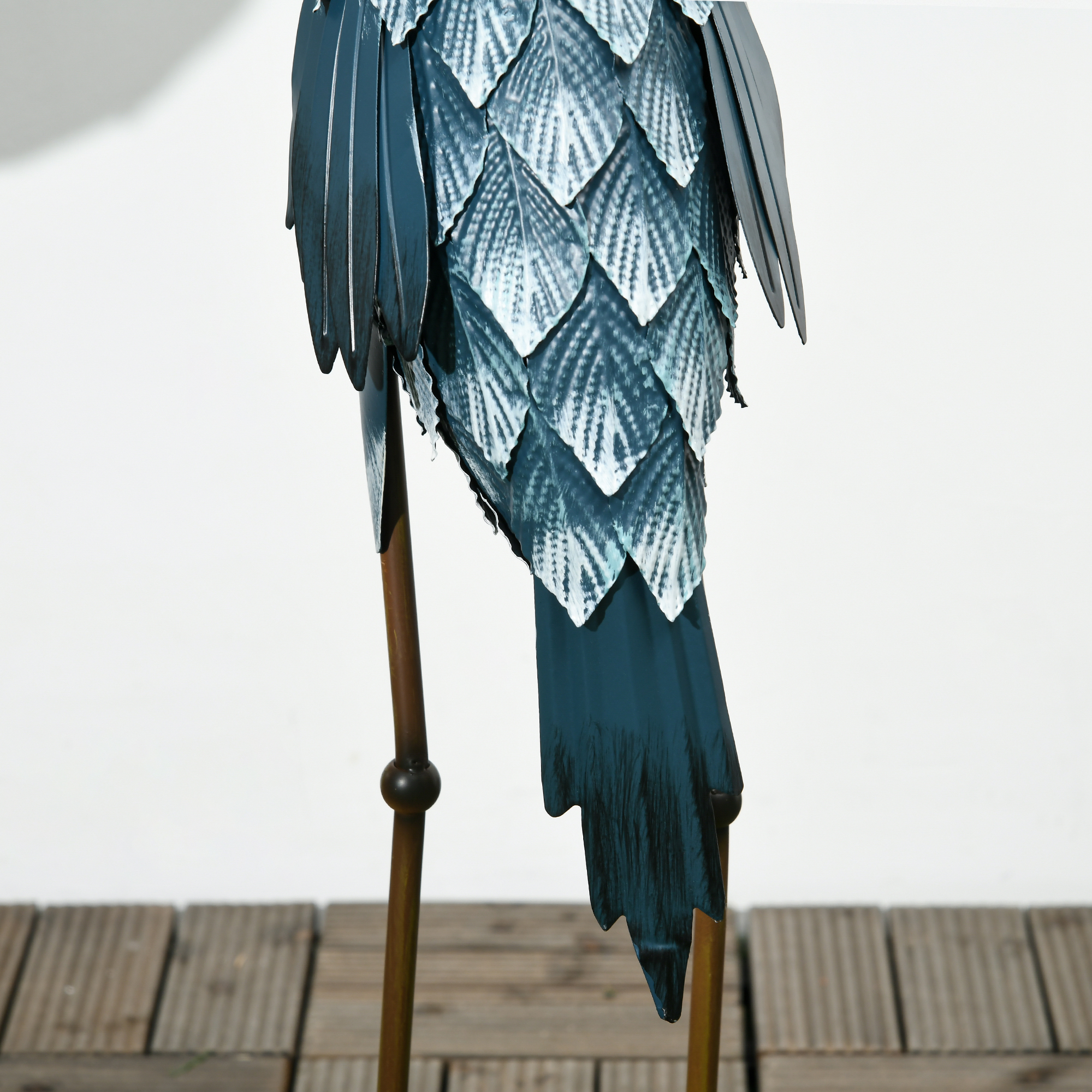 Gartenfigur Kraniche, 2-er Set, rostfrei, wetterfest, farbbeständig, Stahl, 26 x 15 x 74 cm, Blau/Weiß/Grau