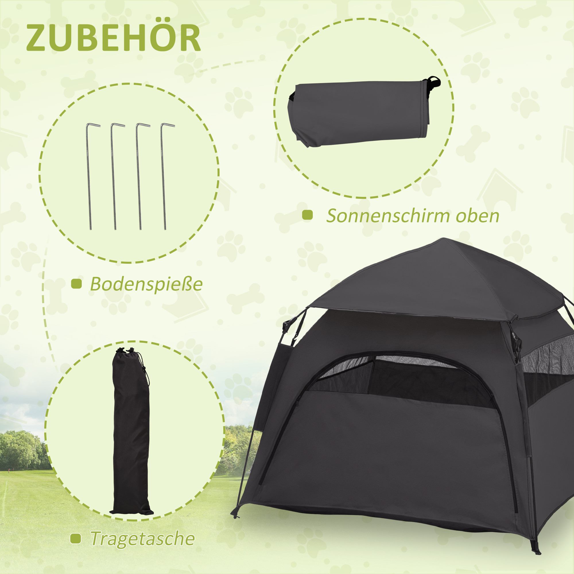 Haustierzelt, Hundezelt, klappbar, wetterbeständig, Hundehütte, für große Hunde, Schwarz