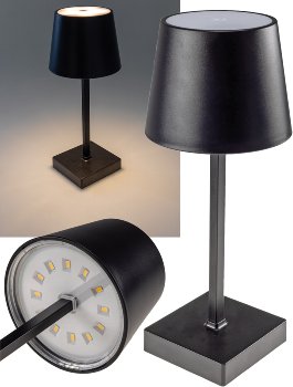 LED Tischleuchte 26cm, Schwarz, 3xAAA Batterie, dimmbar, Licht Warmweiß LED Tischleuchte 26cm, Schwarz, 3xAAA Batterie, dimmbar, Licht Warmweiß