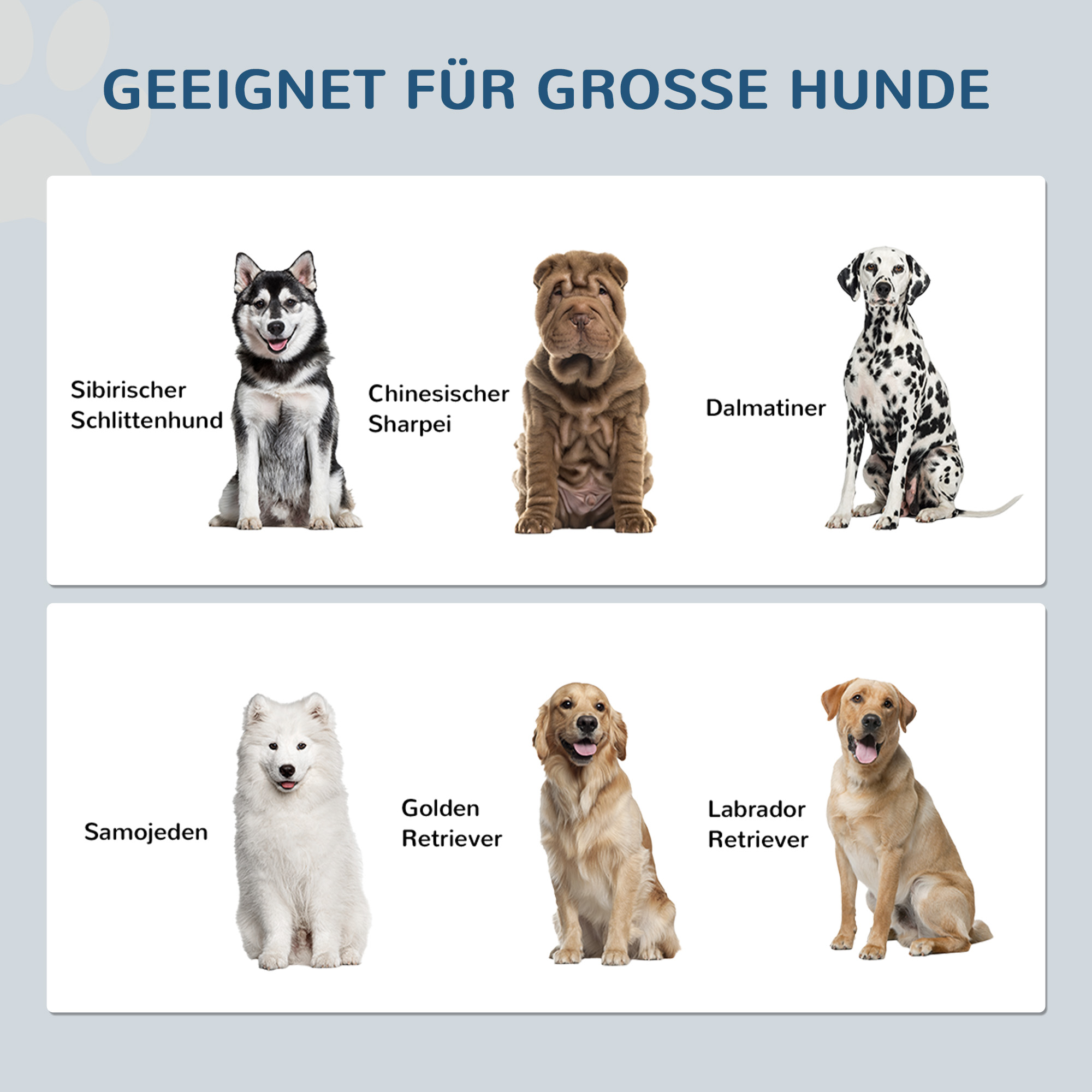 Erhöhte Futterstation für große Hunde, 2 Edelstahlnäpfe, Stauraum, 35,5x60x30 cm, Weiß
