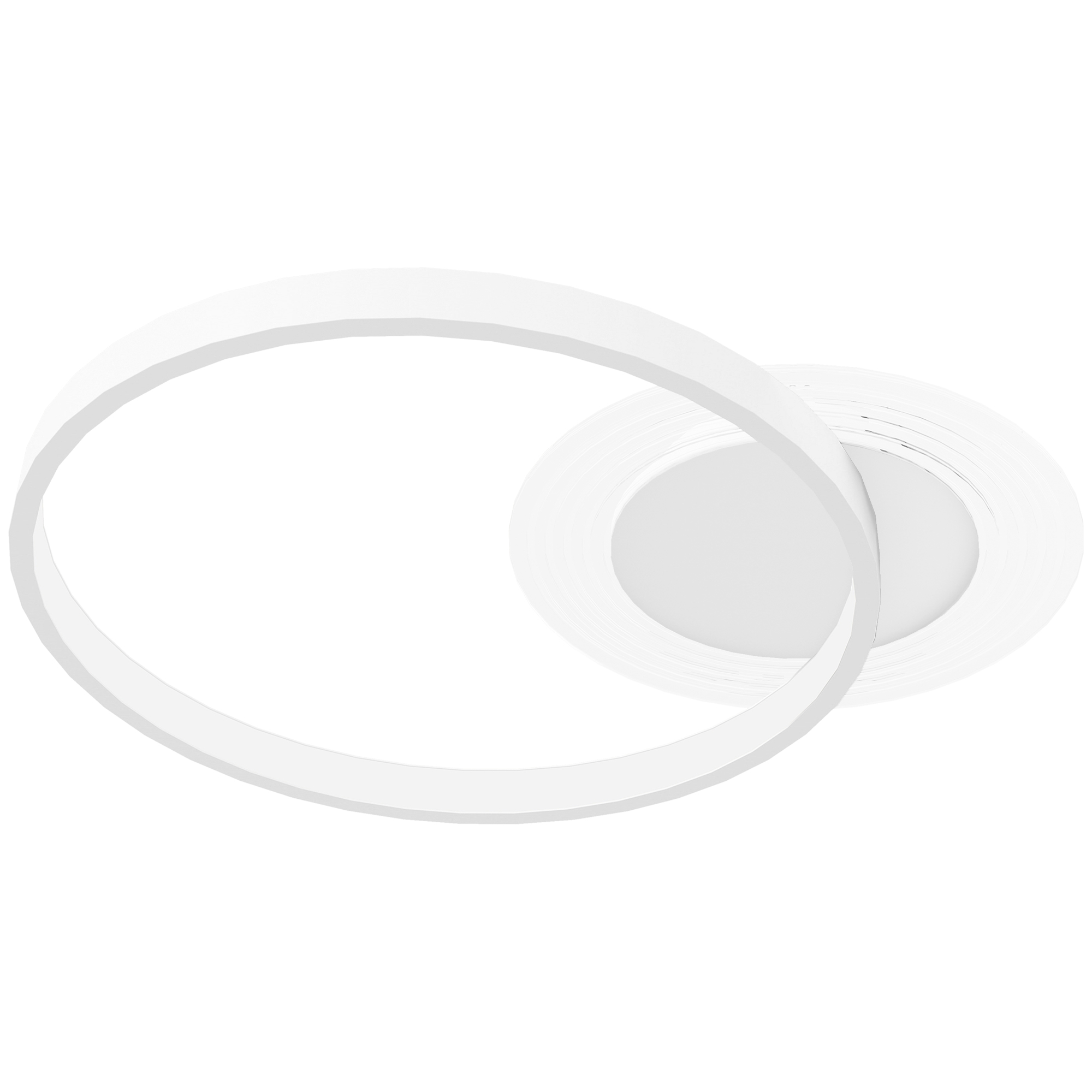 Deckenlampe, Deckenleuchte mit Zwei-Ring-Design, Rund 50 x 40 x 7,4 cm, Weiß