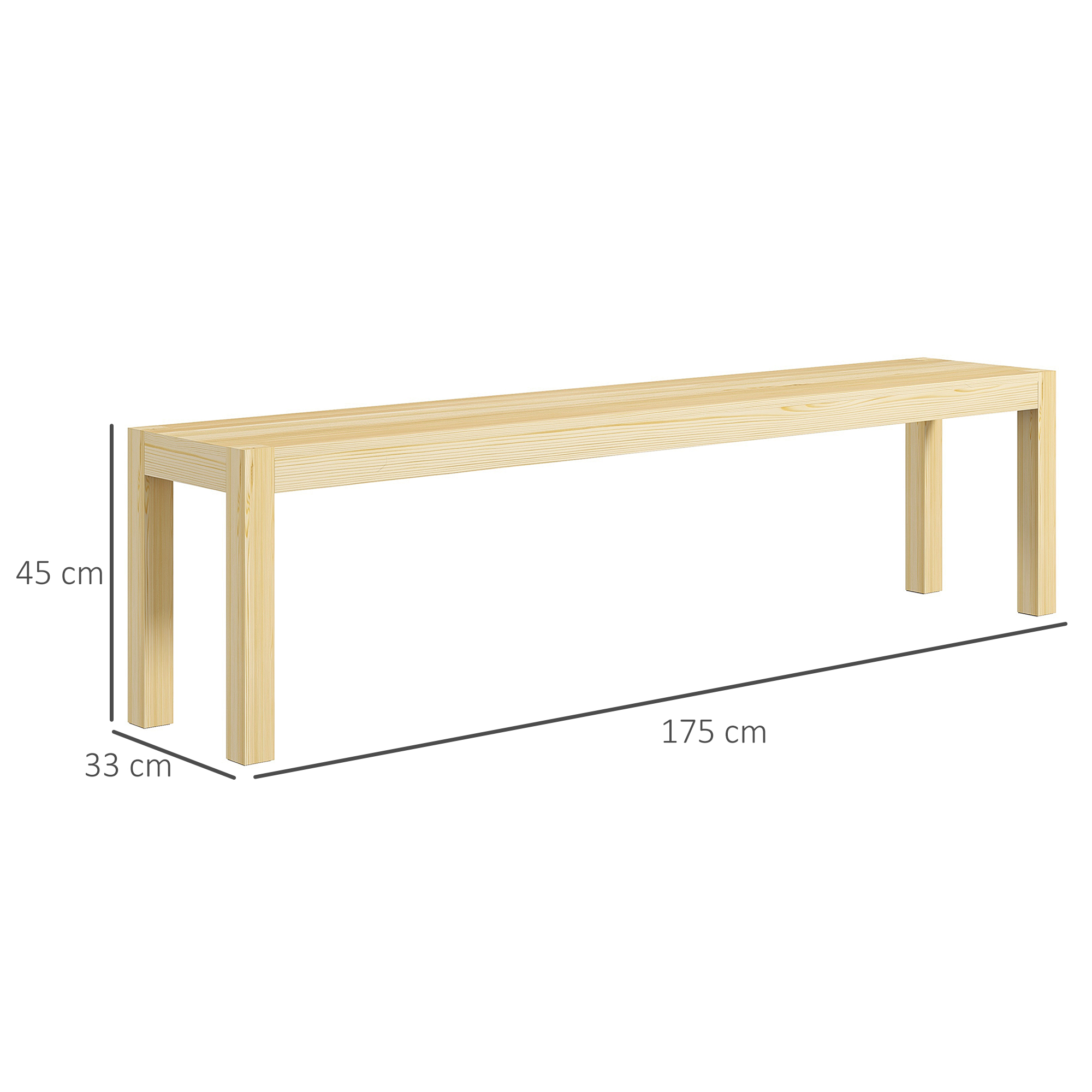 Sitzbank, Platz für 3 Personen, bis 330 kg, Kiefernholz, 175x33x45 cm