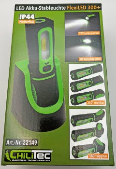 LED Stableuchte mit Akku "FlexiLED 300+" / Ladeschale, Magnethalter, 3W, 250lm,IP44
