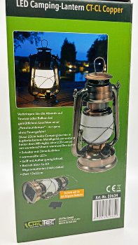 LED Camping Laterne "CT-CL Copper", ØxH 12x23,5cm, 4x AA, warmweiß, dimmbar