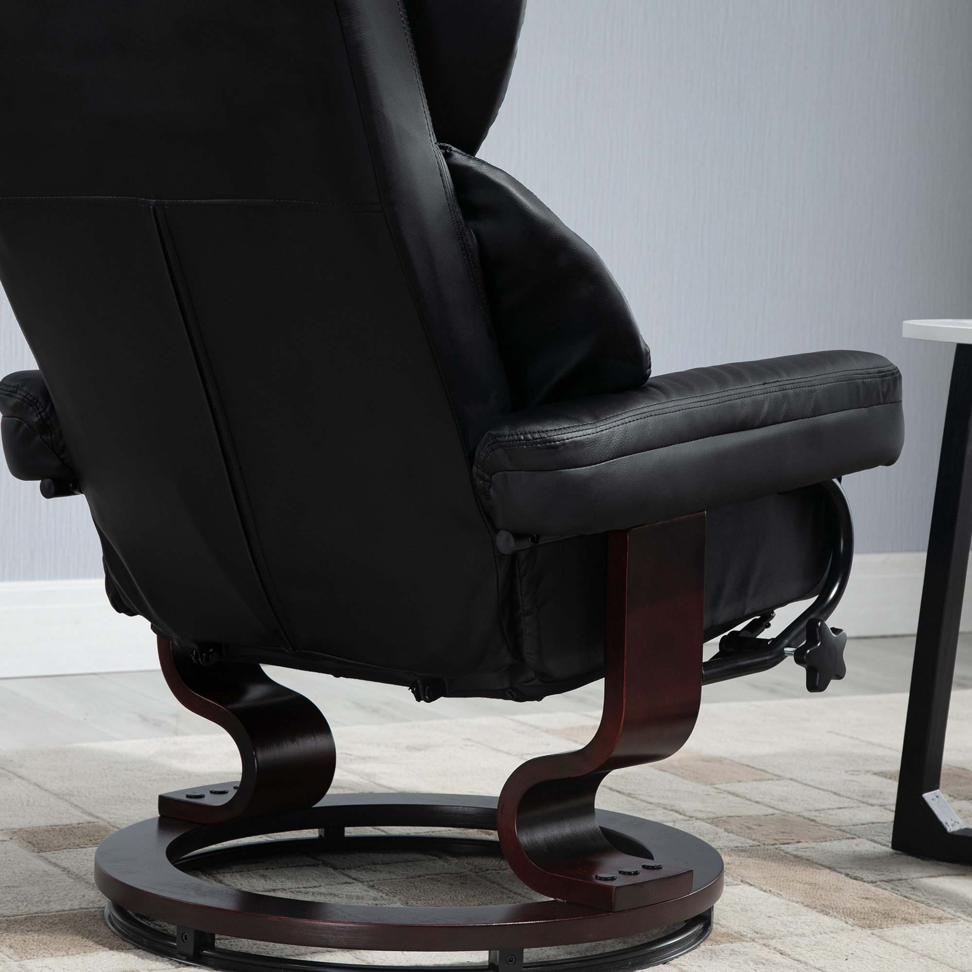 Relaxsessel mit Hocker, Liegefunktion, drehbar, bis 160 kg, Kunstleder, Metallrahmen, schwarz, 80 x 79 x 100 cm