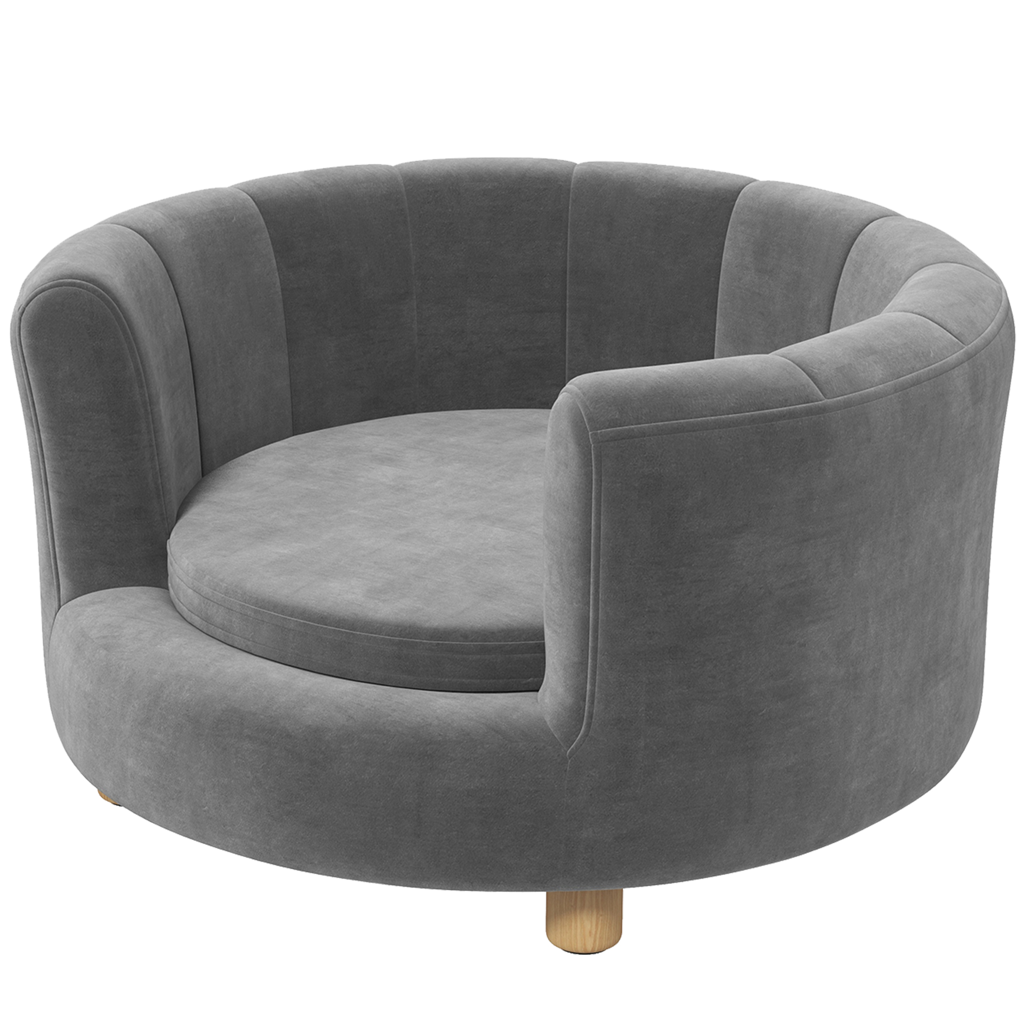 Haustierbett für Hunde und Katzen, Holzbeine, erhöht, Flanellbezug, abnehmbares Kissen, Grau