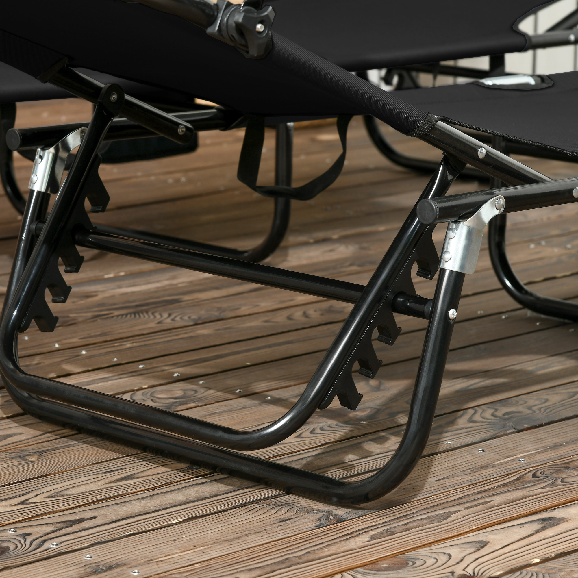 2er Set Sonnenliege klappbar Gartenliege mit Sonnendach 5-Fach höhenverstellbarer Rückenlehne Schwarz