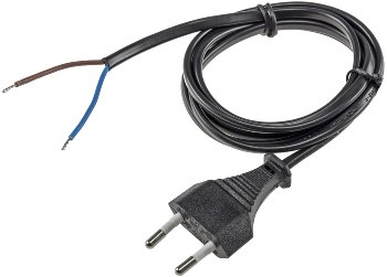 Netzkabel Euro, blankes Ende, 1,5m, H03VVH2-F2 0,75 mm² 2,5A/250V schwarz Netzkabel Euro, blankes Ende, 1,5m, H03VVH2-F2 0,75 mm² 2,5A/250V schwarz