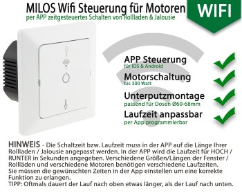MILOS WiFi Rolladensteuerung / Android + iOS- App,Alexa/Google tauglich