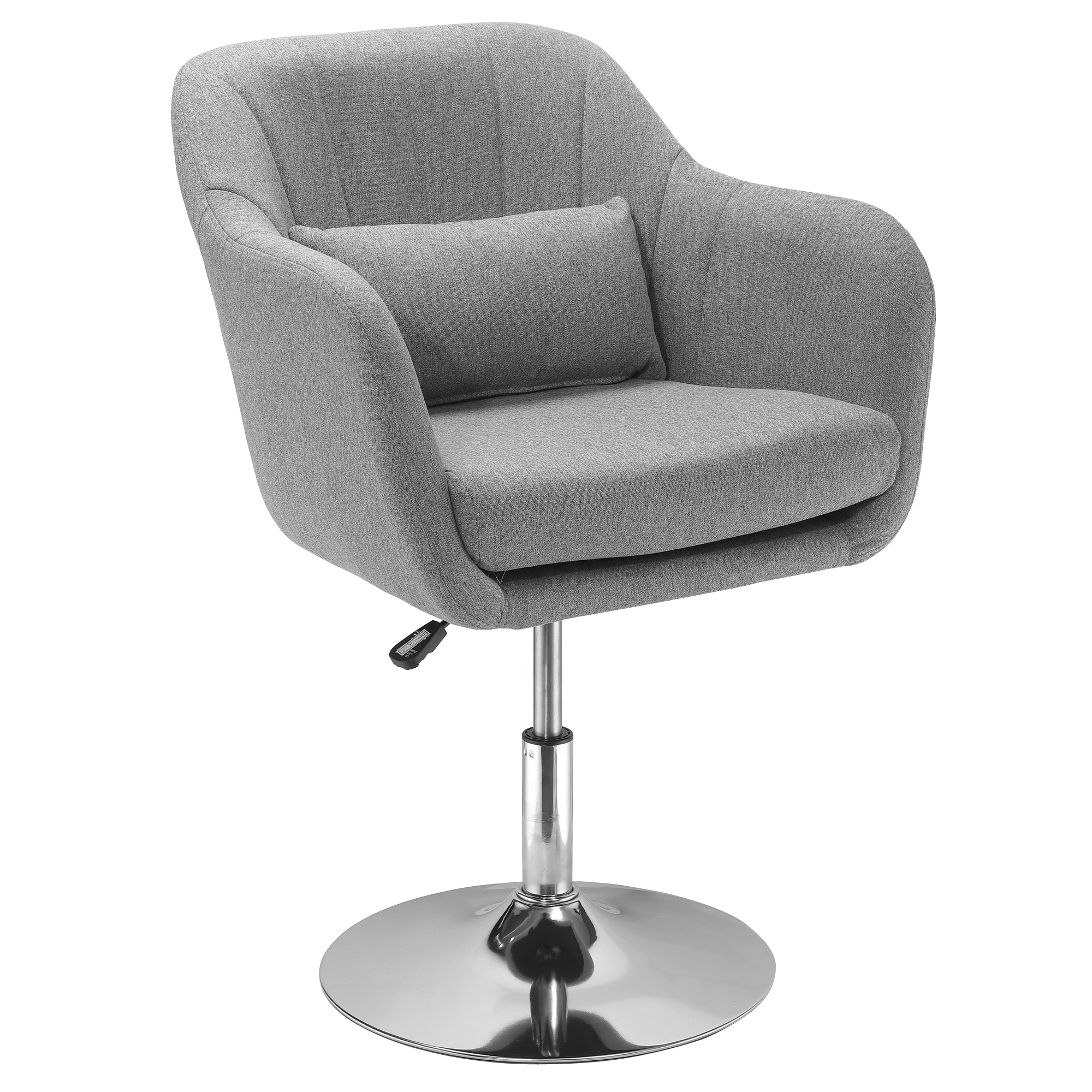 Arbeitshocker Drehhocker bis 136 kg, höhenverstellbar, leinenartiges Polyester, Stahl, Grau, 60 x 60 x 79-91 cm