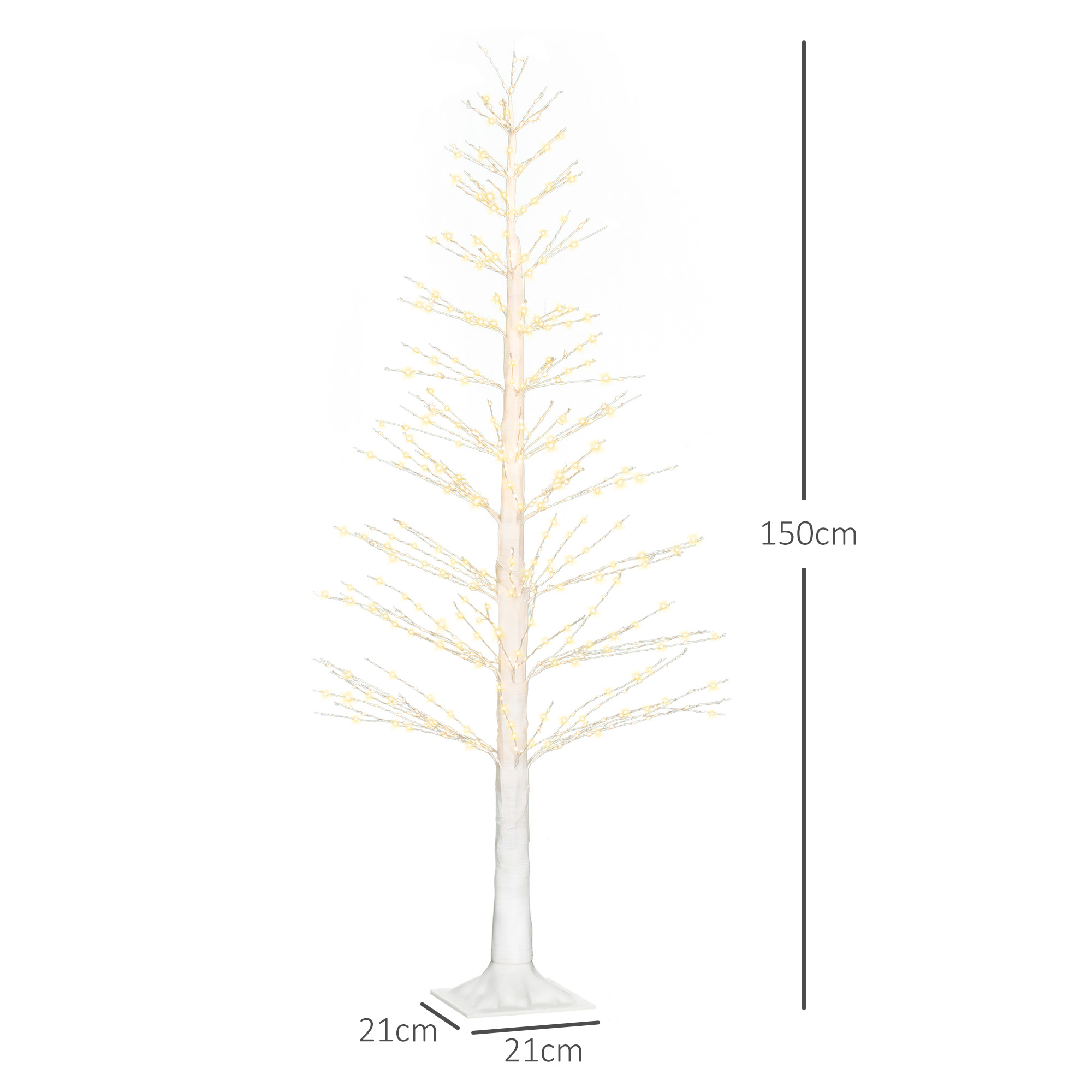 Kunsttanne mit LED-Beleuchtung, 180 cm hoher Weihnachtsbaum, realistische Rinde, Weiß