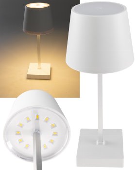 LED Akku Tischleuchte 26cm, dimmbar - USB-C, 160Lumen, 1200mAh, 3000k, Weiß