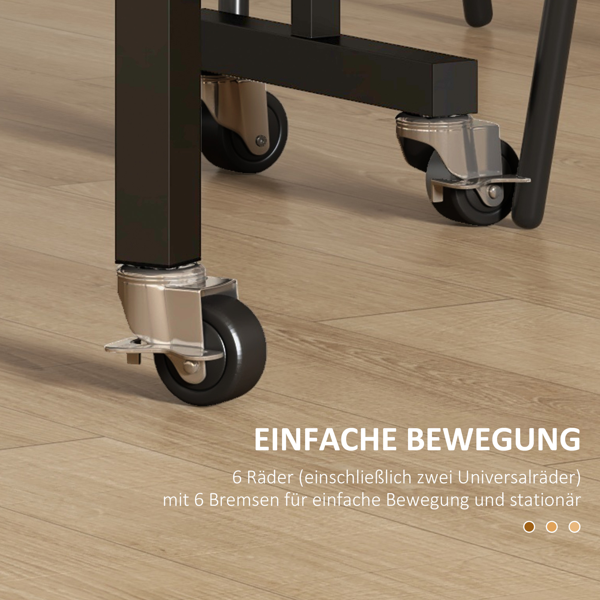 Esstisch für 4-6 Personen, Klapptisch mit Rollen, Stahlgestell, 52,5-120 x 80 x 73 cm, Grau