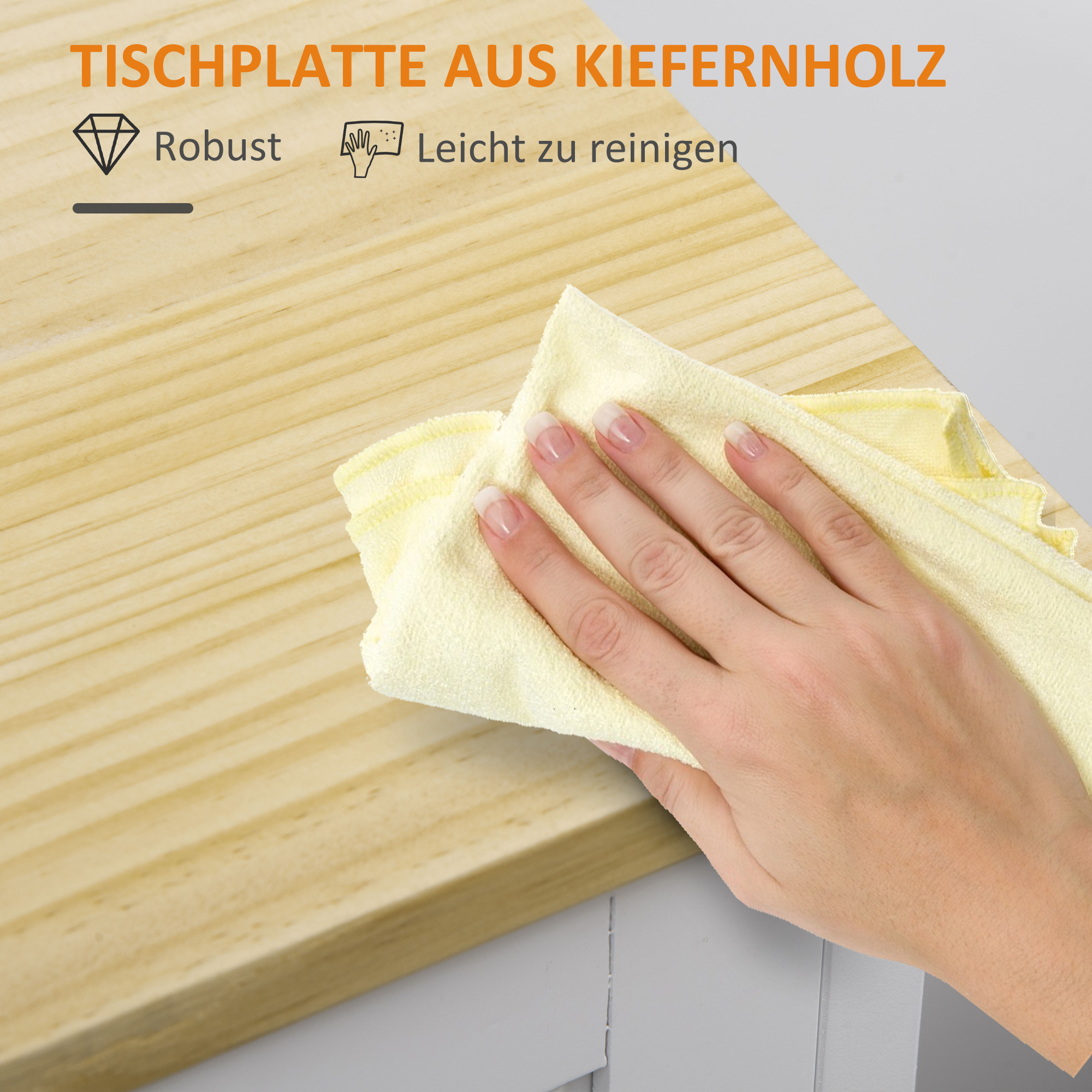 Küchenwagen im Landhausstil Kücheninsel Küchentrolley mit 3 Schubladen, Weiß