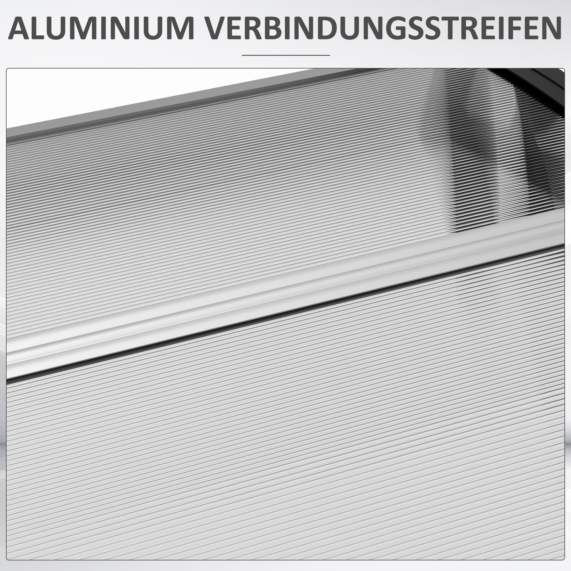 Türüberdachung, Schutz vor Regen, Wind und Hagel, Polycarbonat, Aluminium-Verbindungstangen, 110 x 60 x 18 cm, Grau