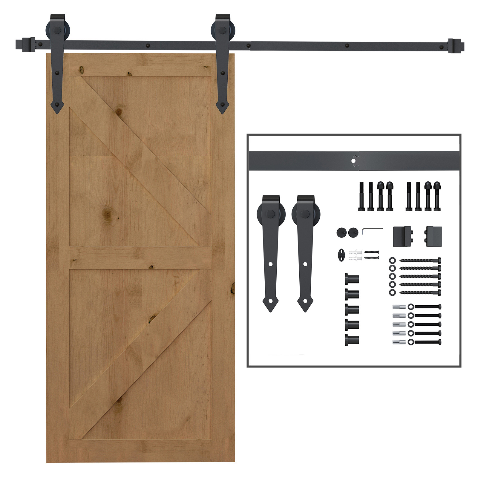 Gleitschienen-Bausatz für Schiebetüren, Metall, 2 m, max. 100 kg Belastbarkeit, Braun