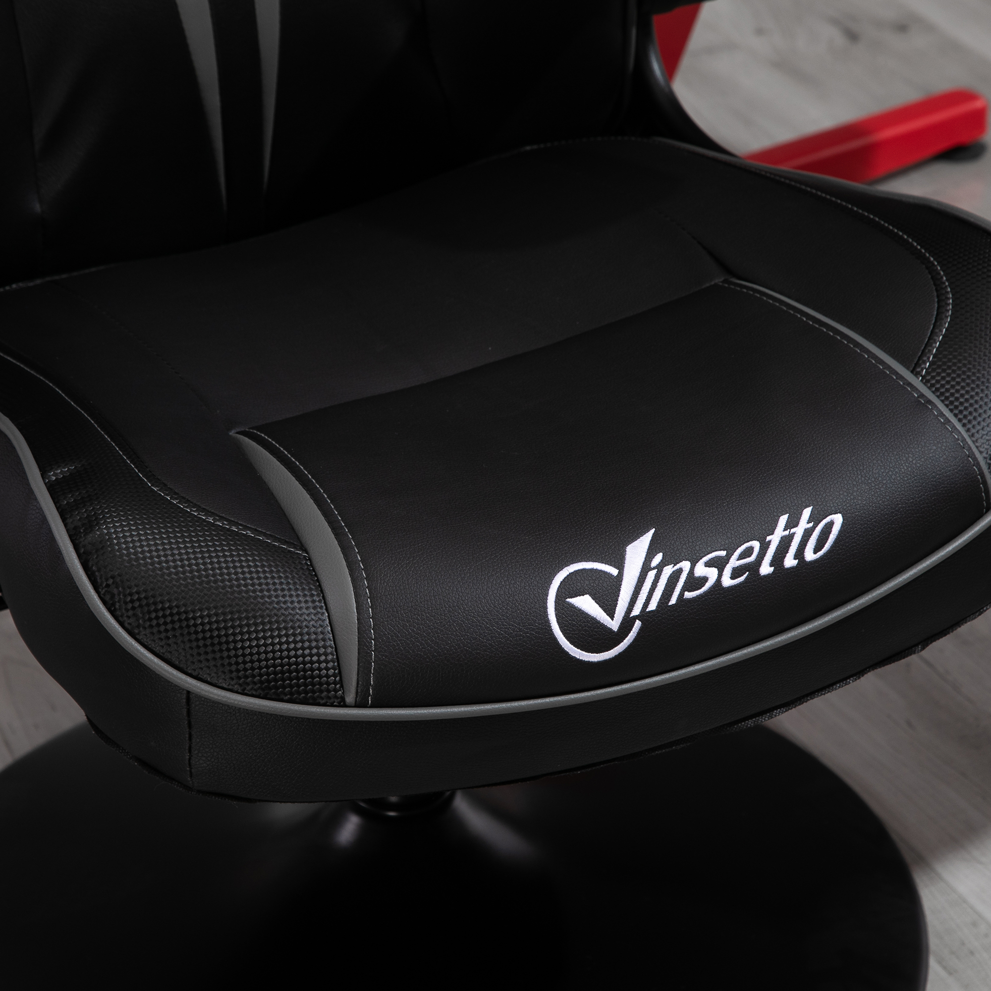 Gaming Stuhl ergonomischer Computerstuhl mit Wippfunktion Drehstuhl höhenverstellbar Stahl Schwarz+Grau 67 x 70 x 106-112 cm