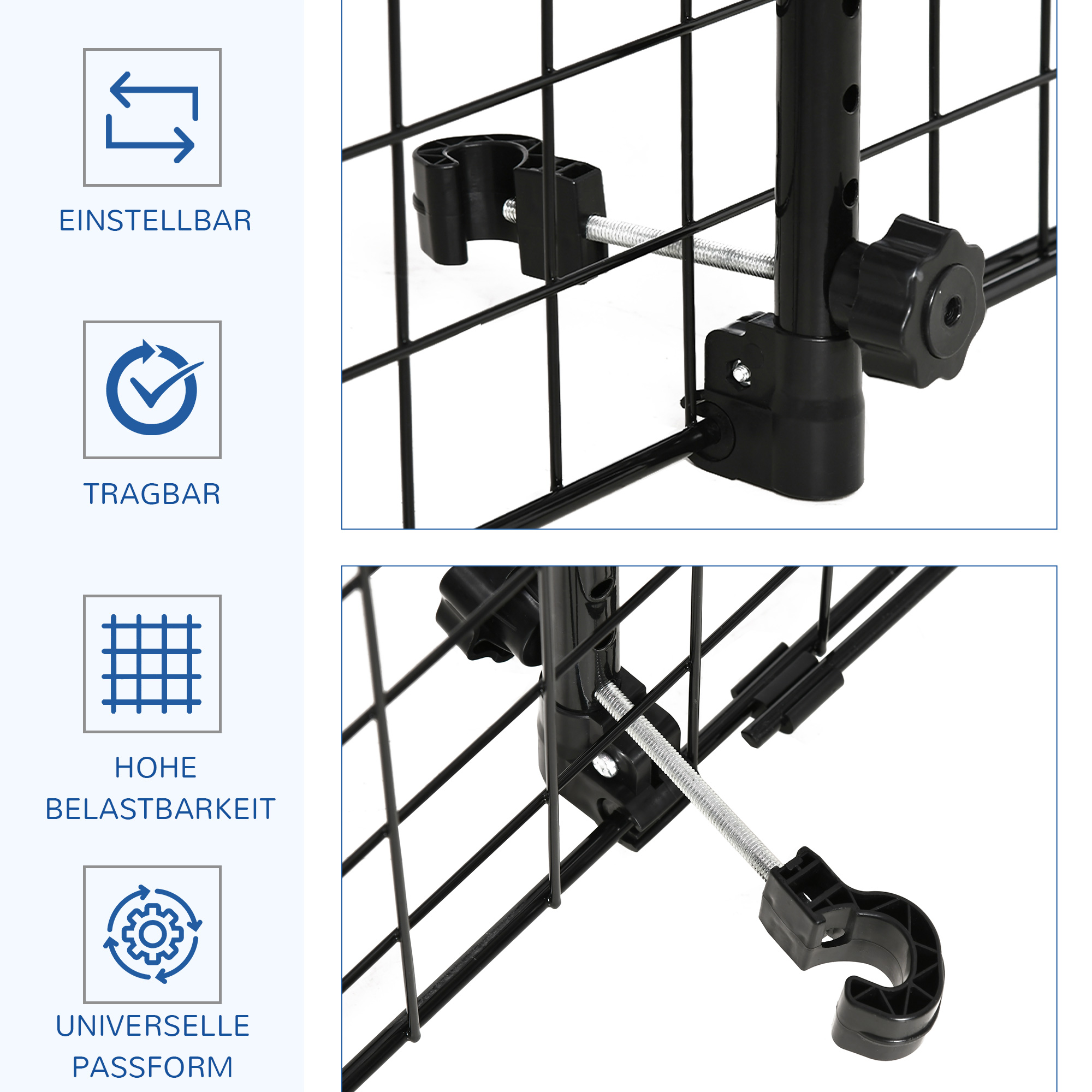 Hundegitter Auto Universal  Autoschutzgitter für Hunde mit Stufenlos Verstellbare Breite, Trenngitter für Kofferraum Hunde Autogitter Hundeschutzgitter Schutzgitter 91-152 x 30 cm