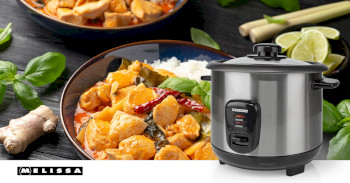 Reiskocher | 1,0 l | 400 W | Antihaftbeschichtung | abnehmbare Schüssel | Dampfgareinsatz | Warmhaltefunktion | automatische Abschaltung