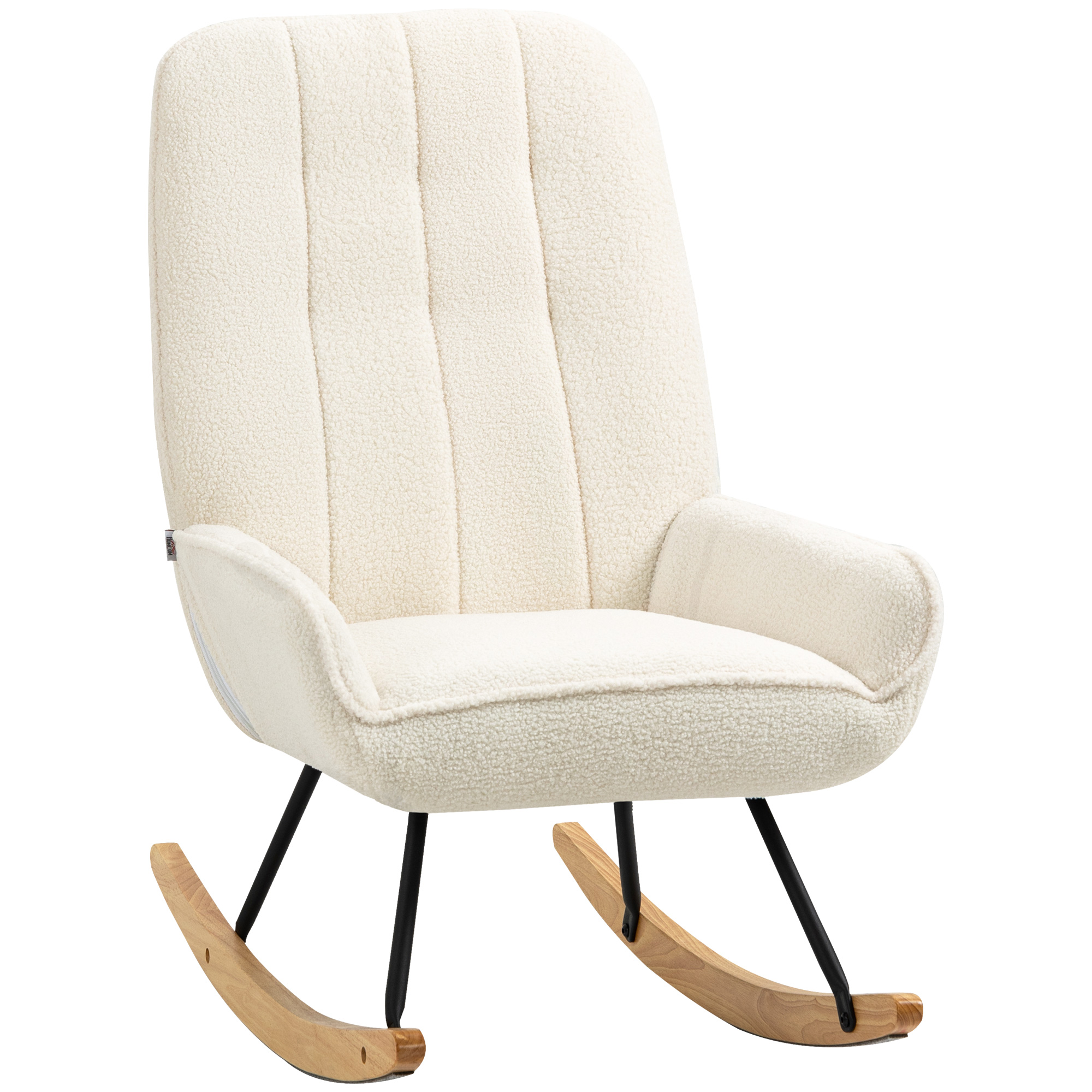 Schaukelstuhl mit Sherpa-Vlies 63 cm x 95cm x 97 cm Natur+ Creme Schaukelstuhl mit Sherpa-Vlies 63 cm x 95cm x 97 cm Natur+ Creme