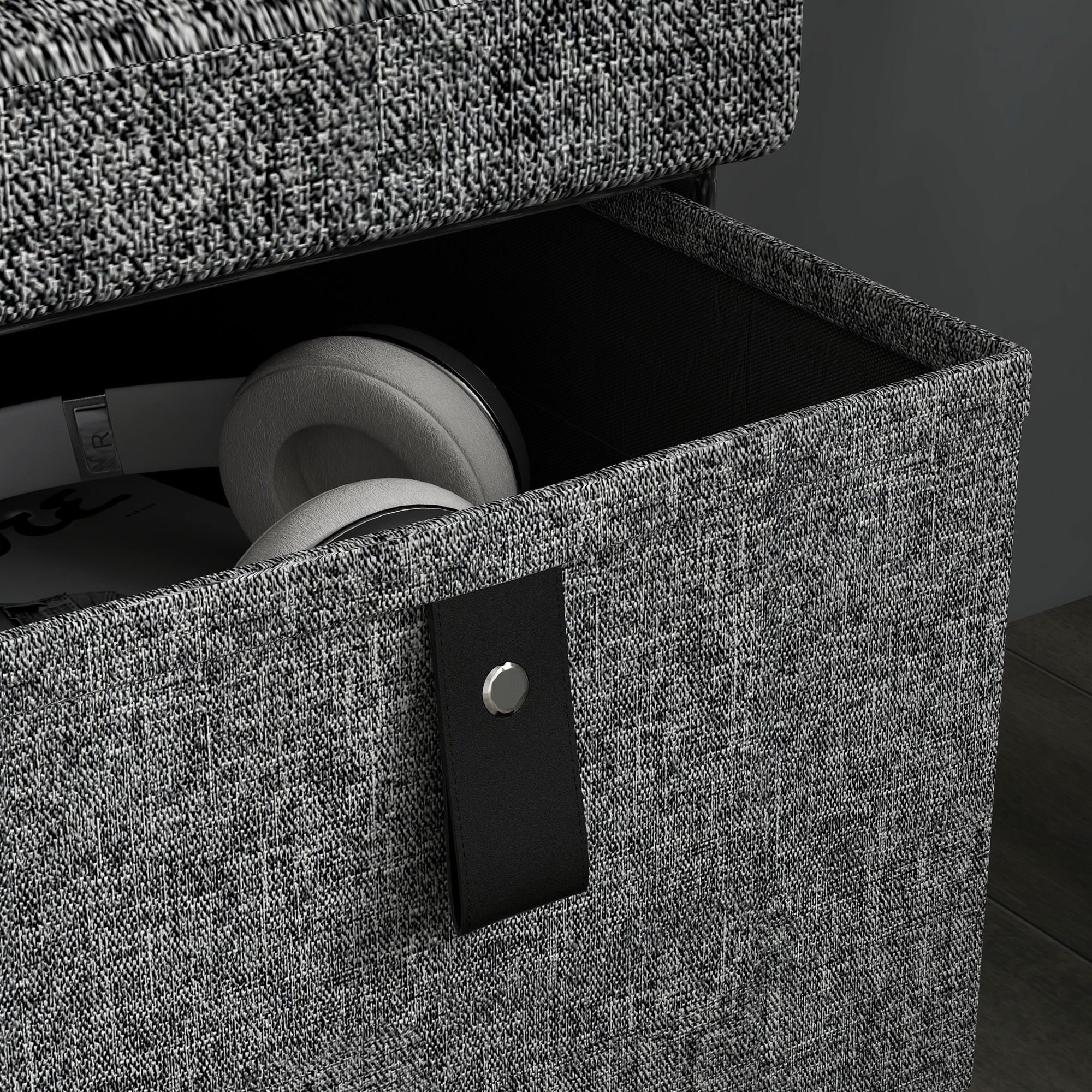 Gepolsterte Schuhbank, 6 Schuhfächer, MDF-Rahmen, Leinenoptik, Grau