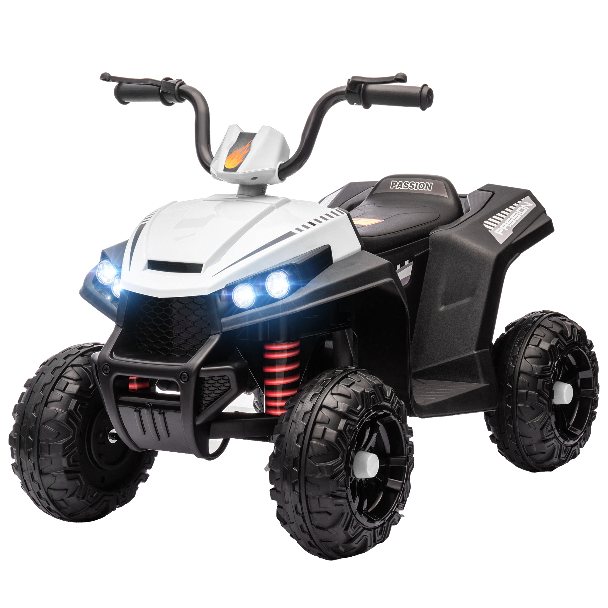 Elektro-Kinderquad, Licht & Musik, Federung, 5 km/h, 50 Min. Fahrzeit, für 3-5 Jahre, Weiß