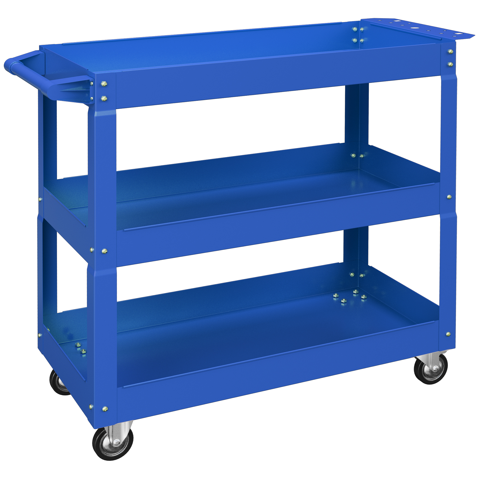 3-stufiger Werkzeugwagen, 4 Rollen, Stahl, 83B x 35,3T x 76H cm, Blau
