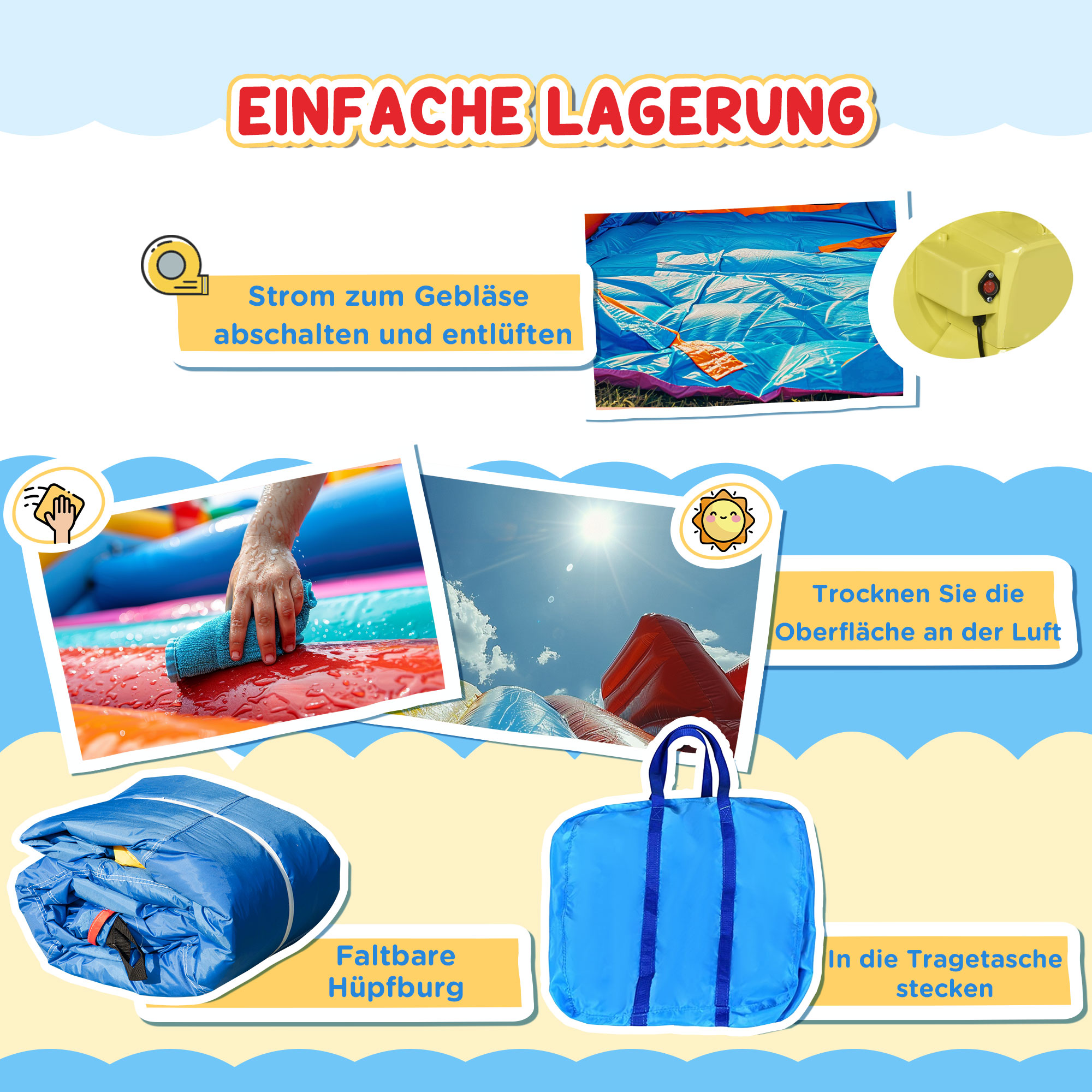Hüpfburg mit Rutsche und Sicherheitsnetz, bis 100 kg, 3-10 Jahre, 300x180x160cm