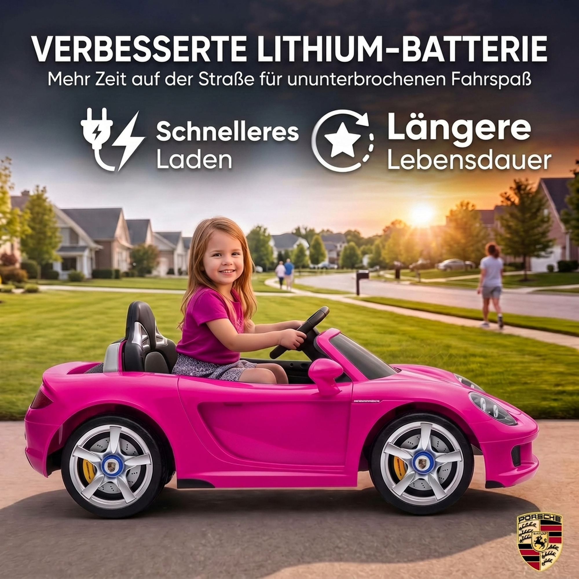 Kinder Elektroauto Porsche 12V Kinderauto mit Lithium-Akku Fernbedienung 2 Motoren Sanftanlauf Hinterradfederung