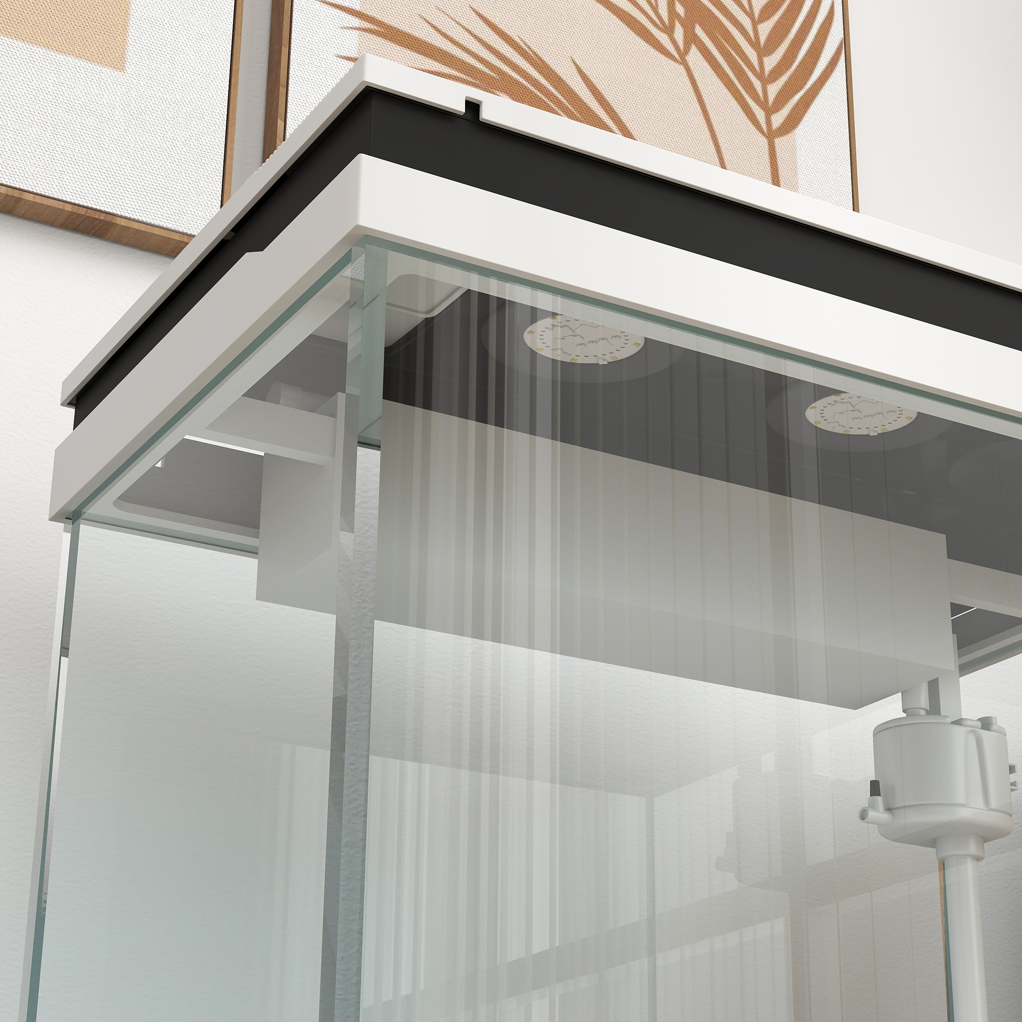 41 Liter Glas-Aquarium mit Filtersystem, LED-Lichtern, Wasserpumpe, für verschiedene Fischarten, Weiß