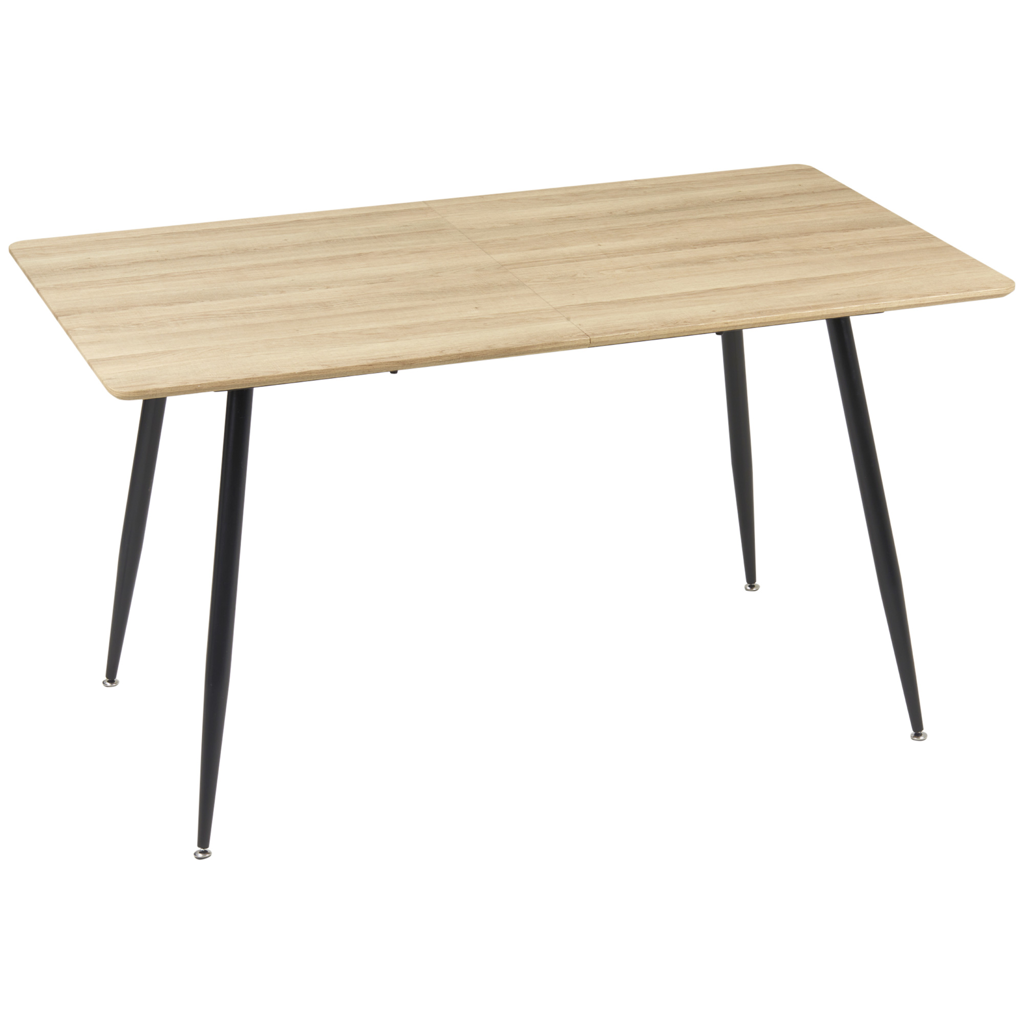 Esstisch im Skandi-Design, Küchentisch, für 4 Personen, Holzoptik, 140 cm x 80 cm x 76 cm, Natur + Schwarz