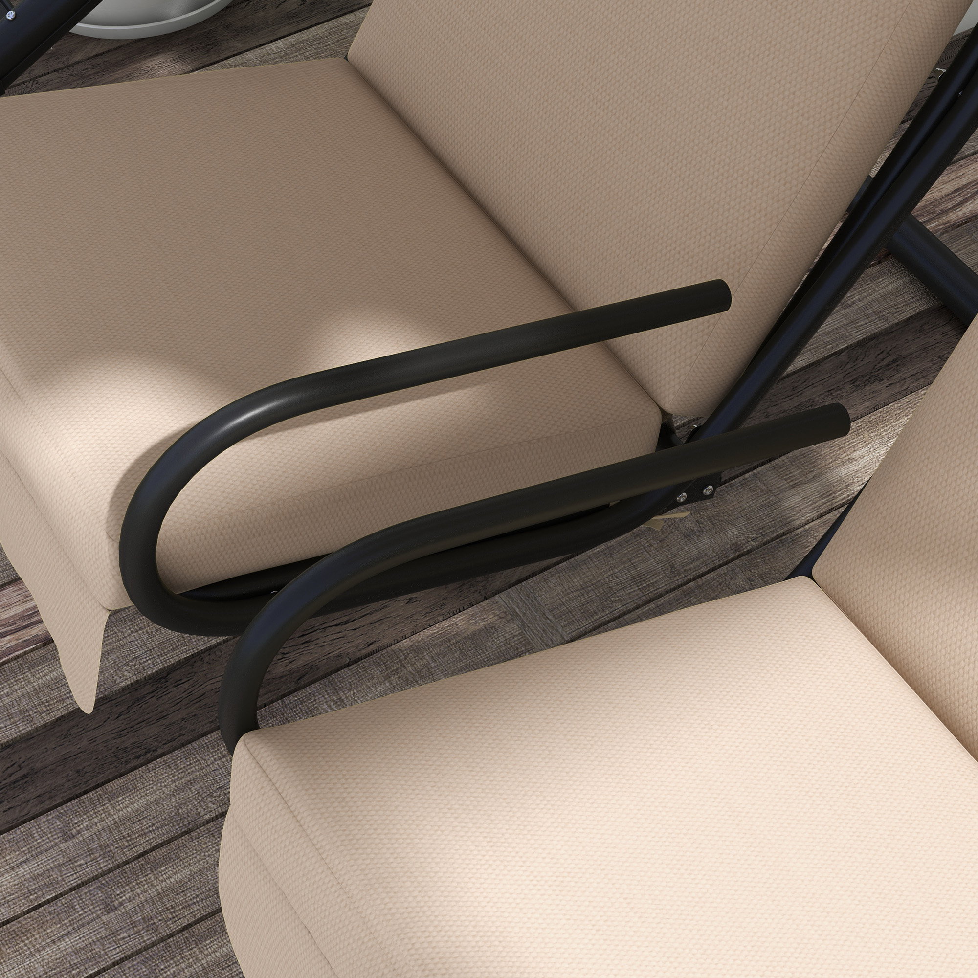 Hollywoodschaukel Gartenschaukel, wetterbeständig,2 getrennte Size, 2 Getränkehalter, 170 cm x 136 cm x 170 cm, Beige