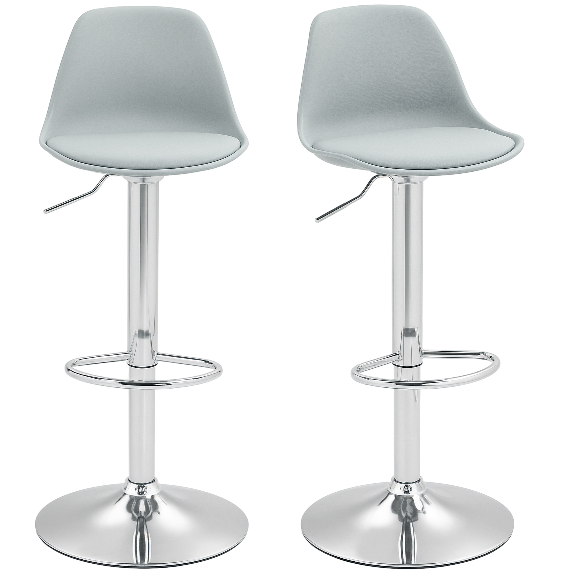 2er-Set Barhocker, Barstühle, Drehstühle mit Lehne, höhenverstellbar, bis 120 kg belastbar, 42 x 38 x 82-104 cm, Grau 2er-Set Barhocker, Barstühle, Drehstühle mit Lehne, höhenverstellbar, bis 120 kg belastbar, 42 x 38 x 82-104 cm, Grau