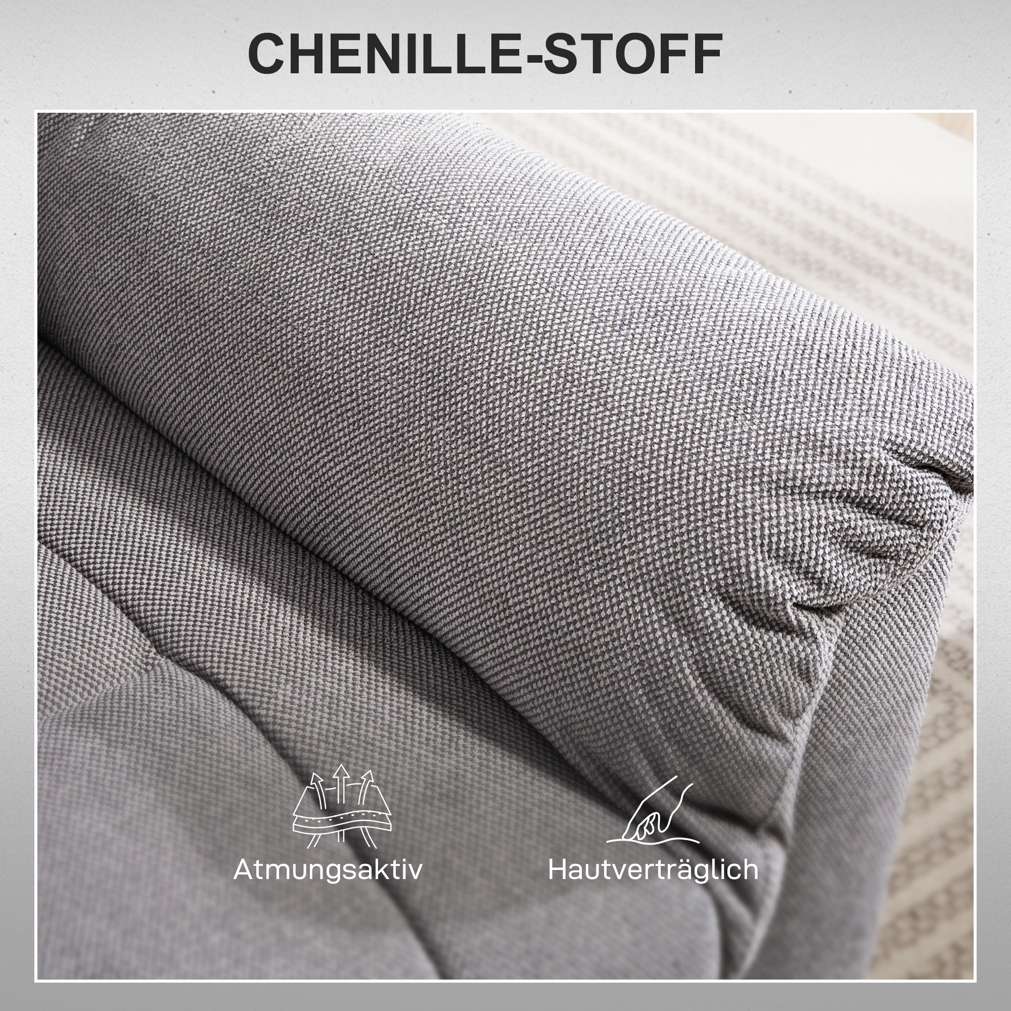 Powerlift-Sessel, Massagesessel mit Wärmefunktion, Polstersessel mit Fußstütze, Seitentasche, Stoffbezug, Dunkelgrau