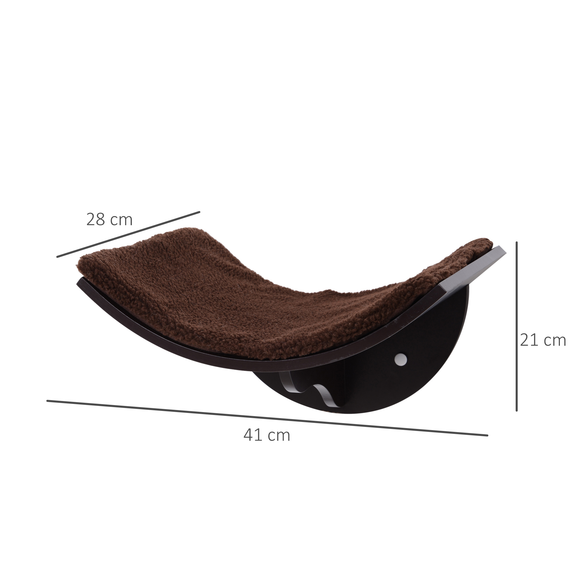 Katzenliege Katzen Wandliege Katzenbett Katzenregal Wandmontage Plüschauflage Braun 41 x 28 x 21 cm
