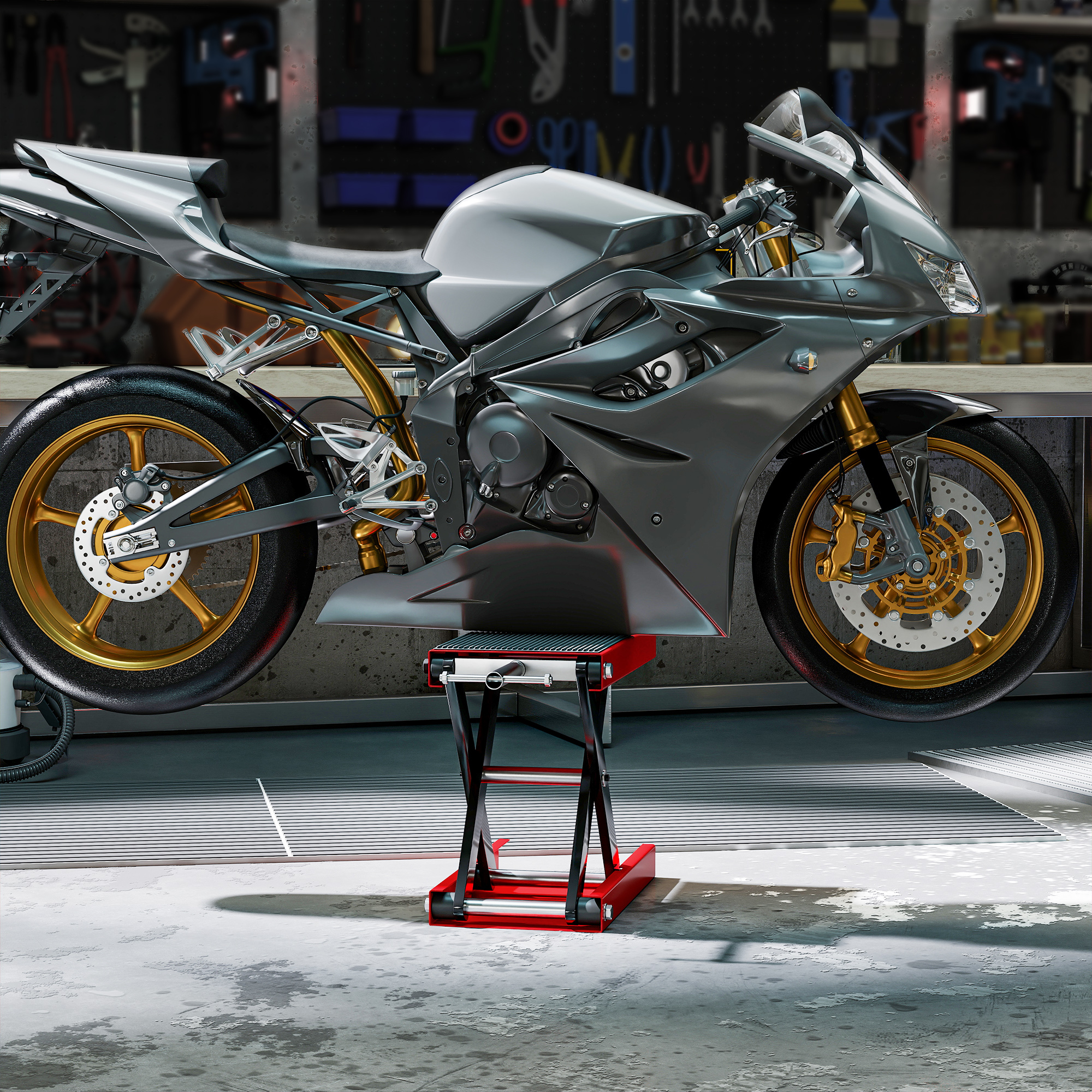 Motorradheber 500 kg Belastbar Motorradhebebühne 100-370 mm Höhenverstellbar