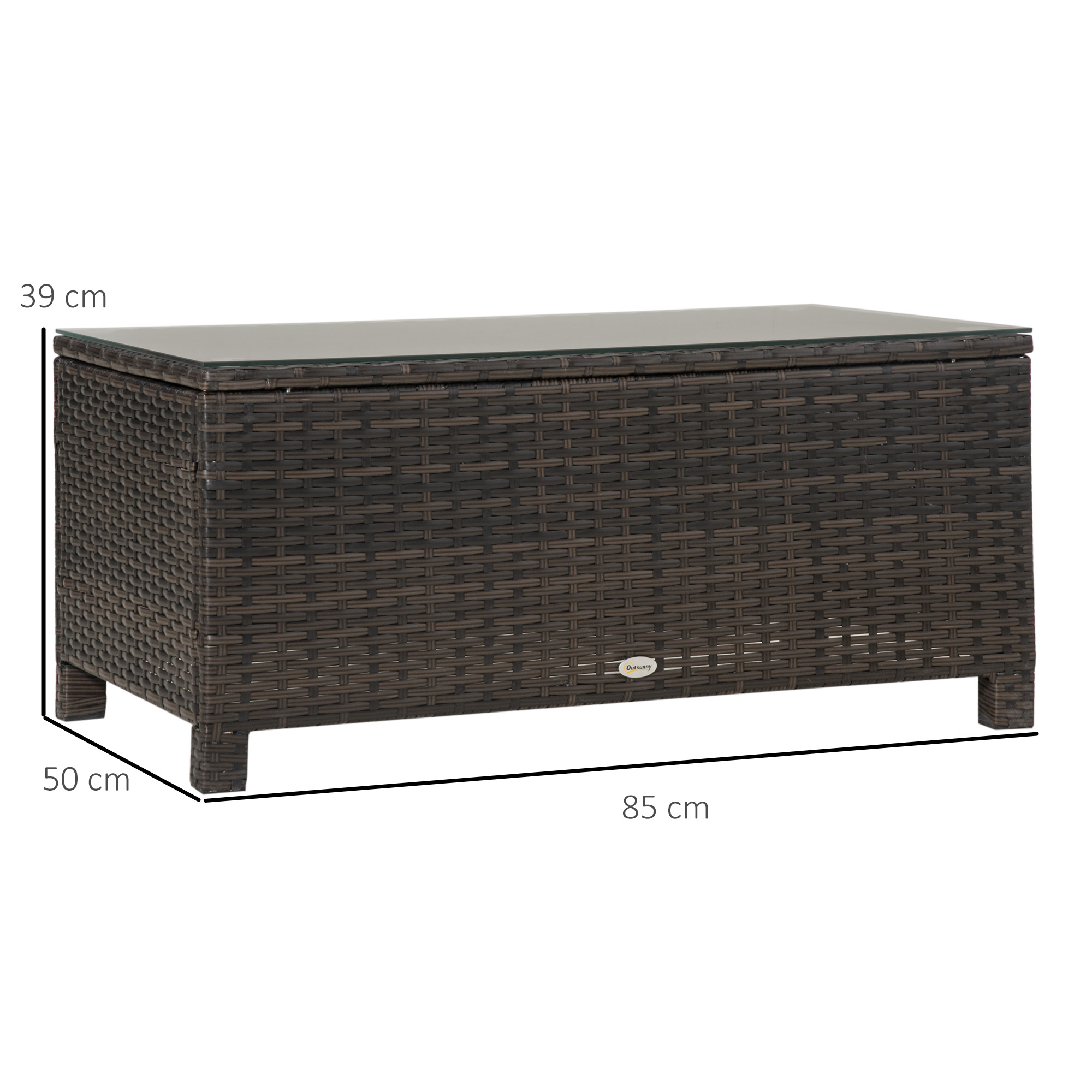 Garten Beistelltisch Couchtisch Gartentisch Balkontisch Polyrattan Braun 85 x 50 x 39 cm
