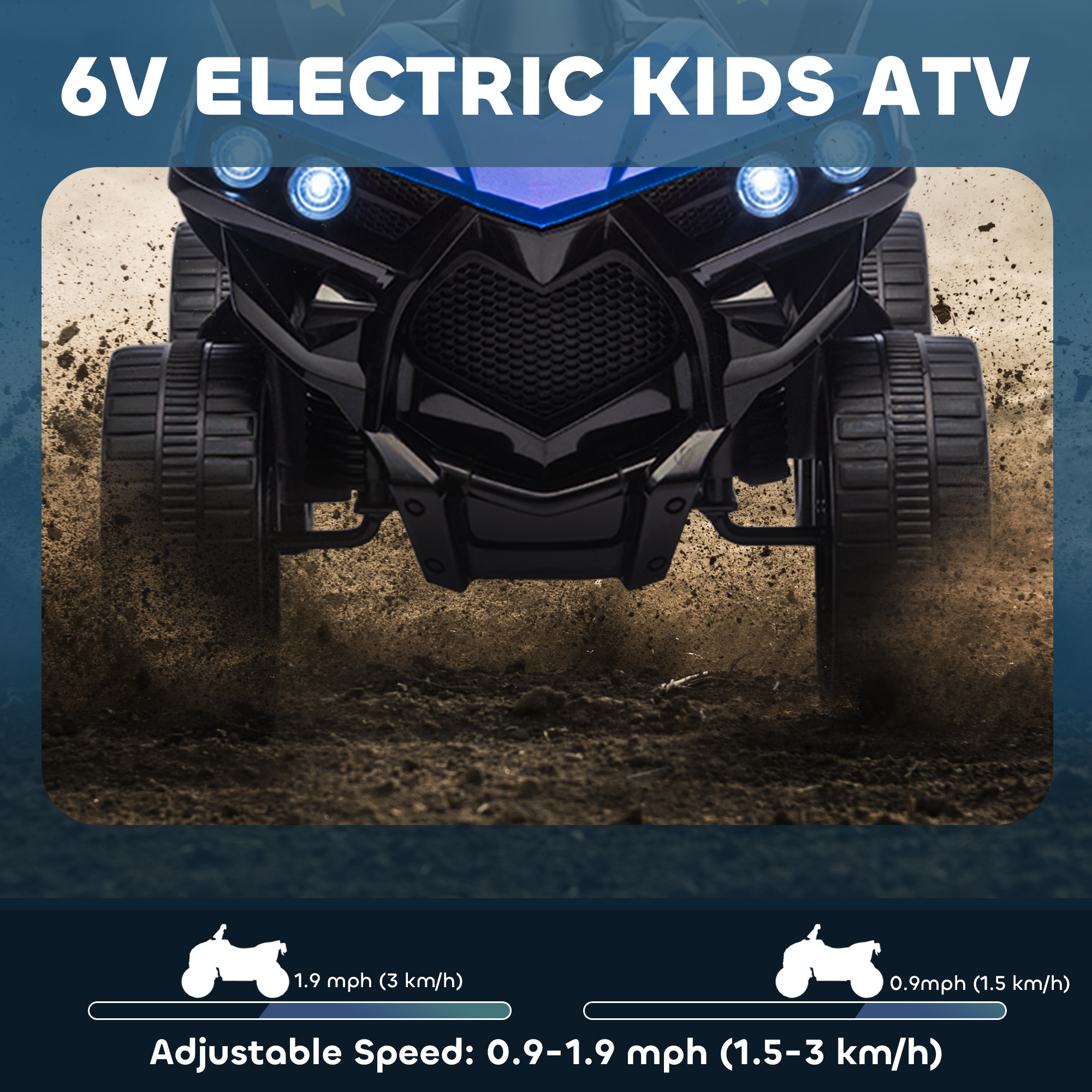 Kinder Quad Elektro 6V Kinderquad mit Vorwärts-, Rückwärtsfunktion, Musik, LED-Scheinwerfer Blau