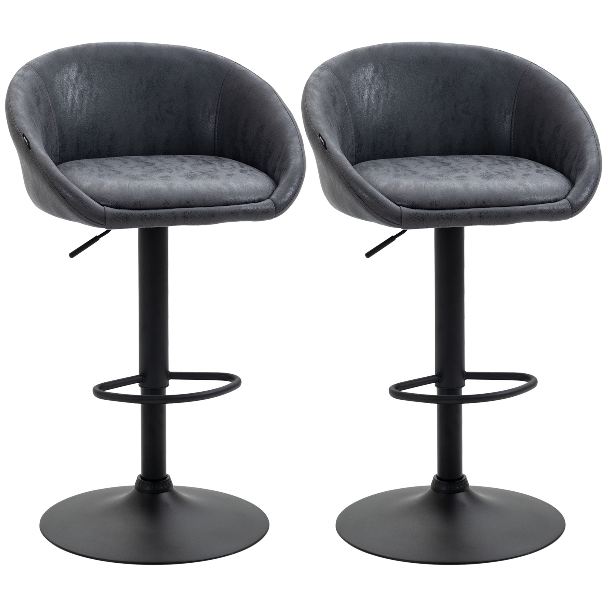 2er-Set Barhocker, höhenverstellbar, 360-Grad-Schwenk-Design, 57 cm x 50 cm x 84-104cm, Grau 2er-Set Barhocker, höhenverstellbar, 360-Grad-Schwenk-Design, 57 cm x 50 cm x 84-104cm, Grau