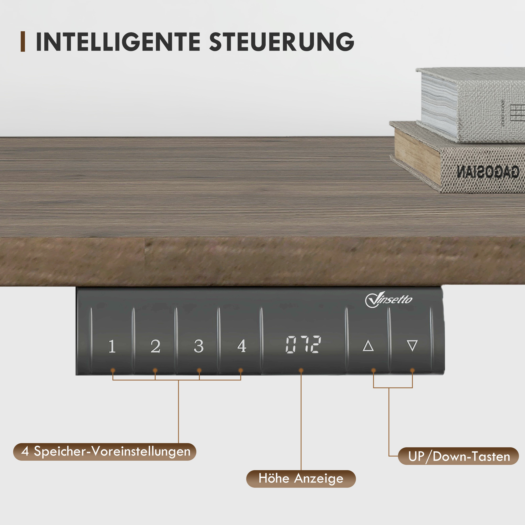 Höhenverstellbarer Schreibtisch Elektrisch 140 x 70 cm Computertisch mit 4 Memory-Steuerung, 4 tlg, Tischplatte, Steh-Sitz Tisch mit Anti-Kollision, Überhitzungsschutz Schwarz
