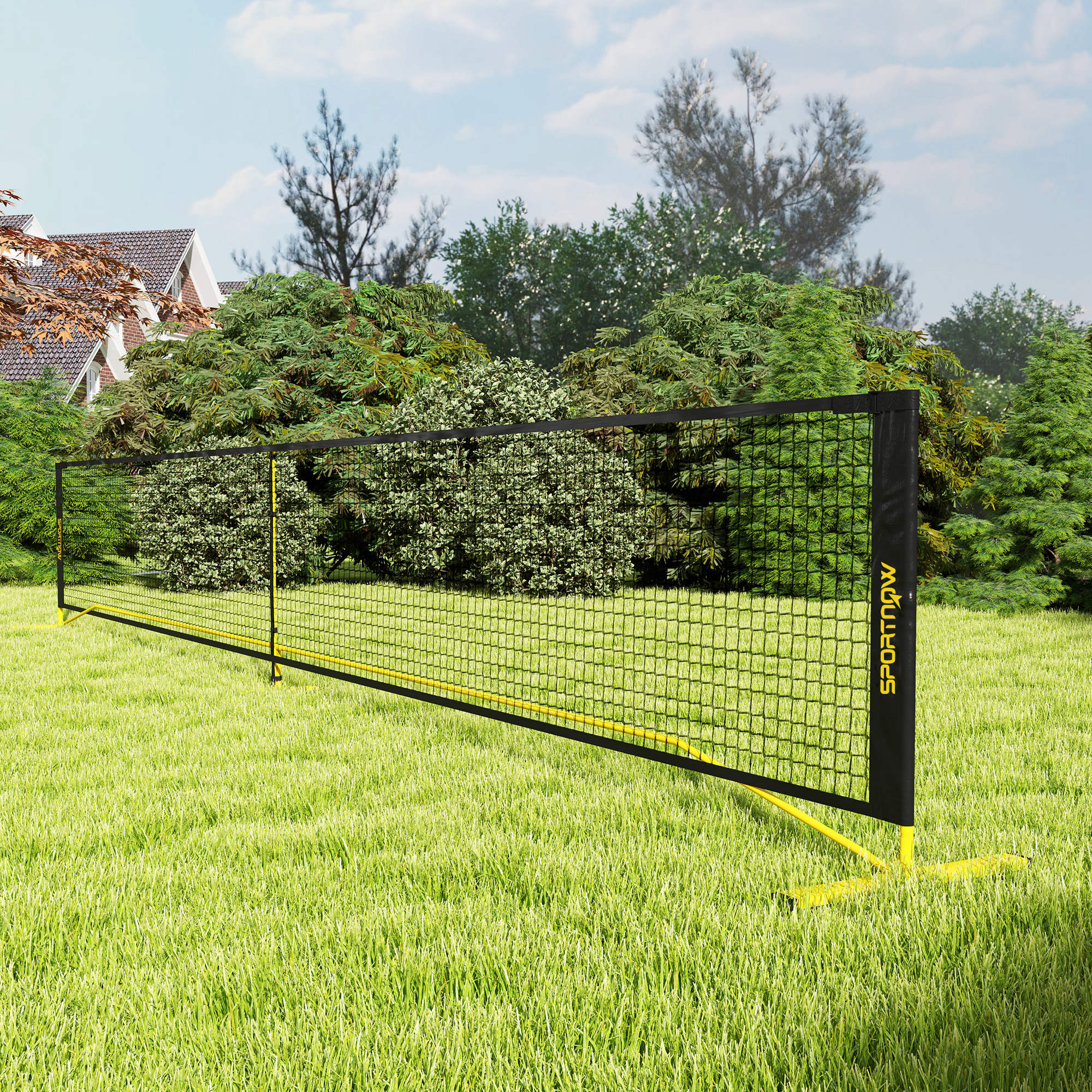 Pickleball-Netz, tragbar, Metallgestell, Stoffnetz, mit Tragetasche, Gelb