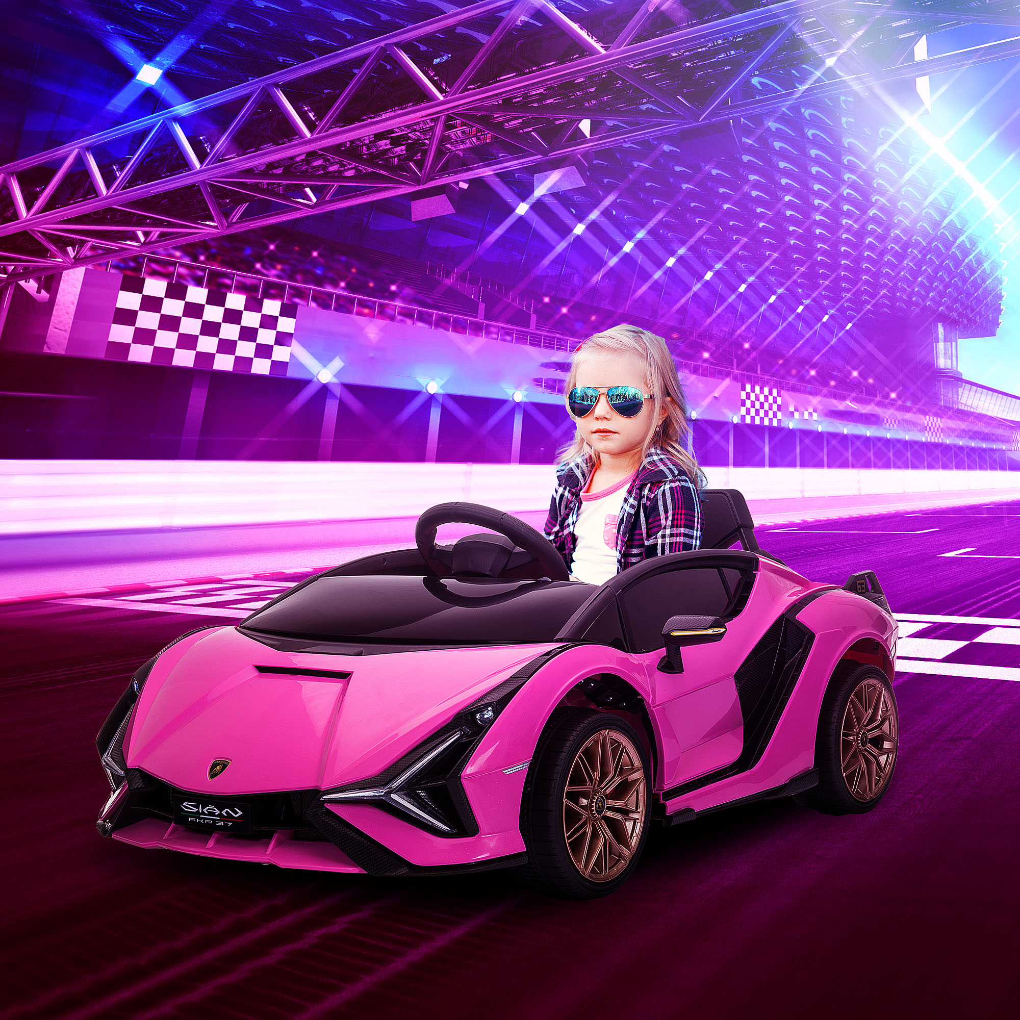 Kinder-Elektroauto, Lamborghini, 3-5 km/h, Fernsteuerung, für 3-5 Jahre, Rosa