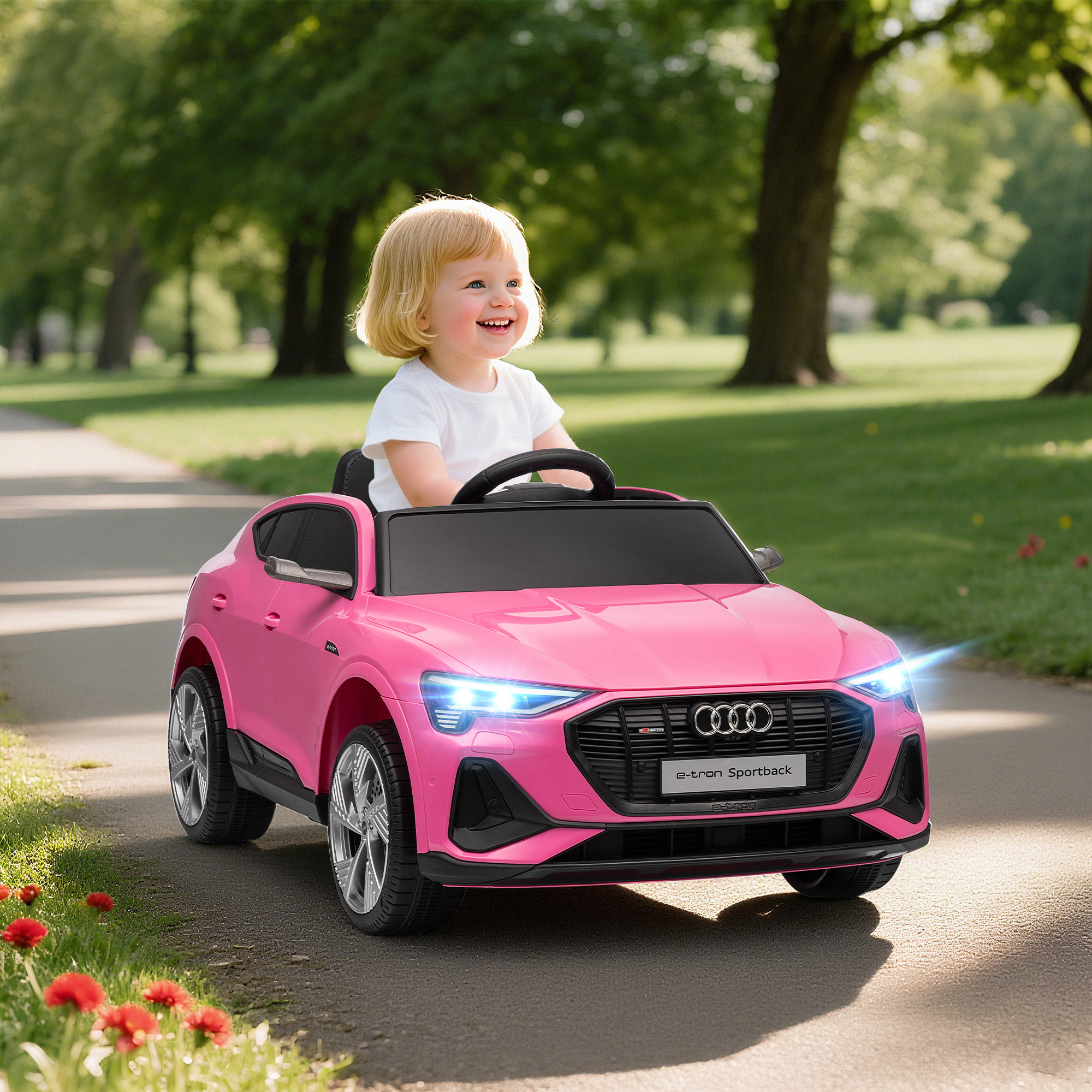 Elektro Kinderauto 12V Elektrofahrzeug Audi E-tron Elektroauto mit Fernbedienung, Sicherheitsgurt, für 3-5 Jahre