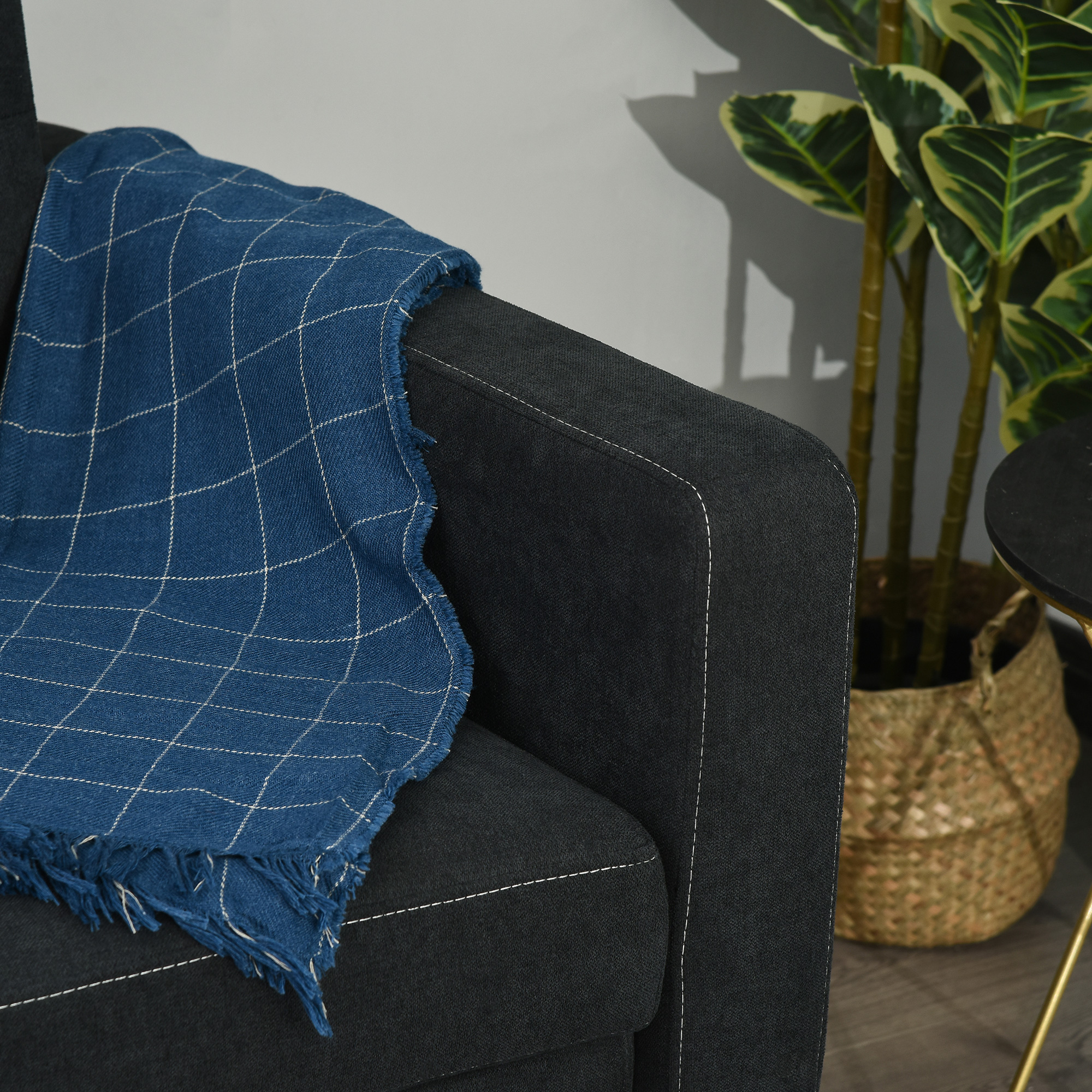 2-Sitzer Sofa mit Bettfunktion, verstellbarer Rückenlehne, Polstersofa, Samtoptik, für Wohnzimmer, Schlafzimmer, Schwarz