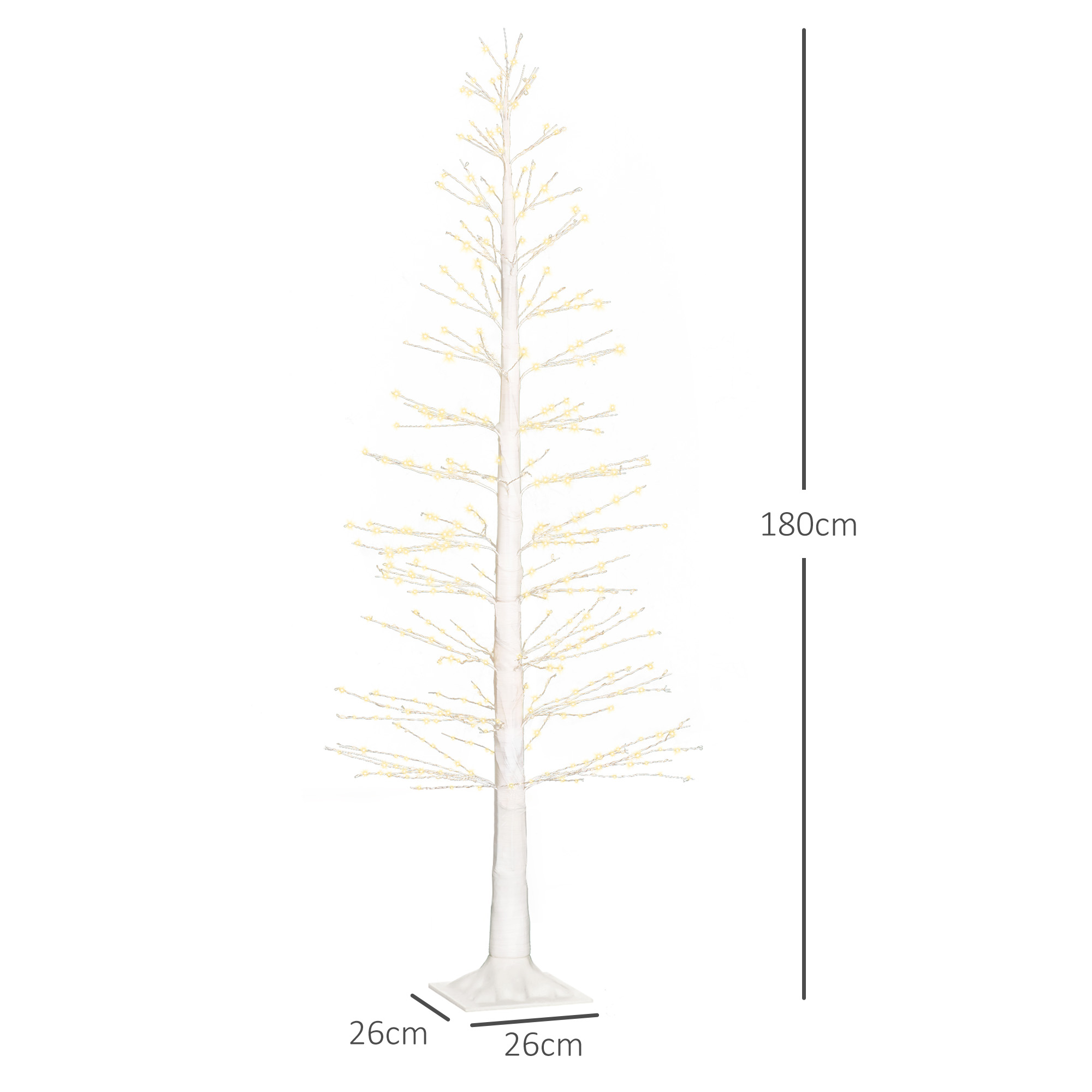 Kunsttanne mit LED-Beleuchtung, 180 cm hoher Weihnachtsbaum, realistische Rinde, Weiß