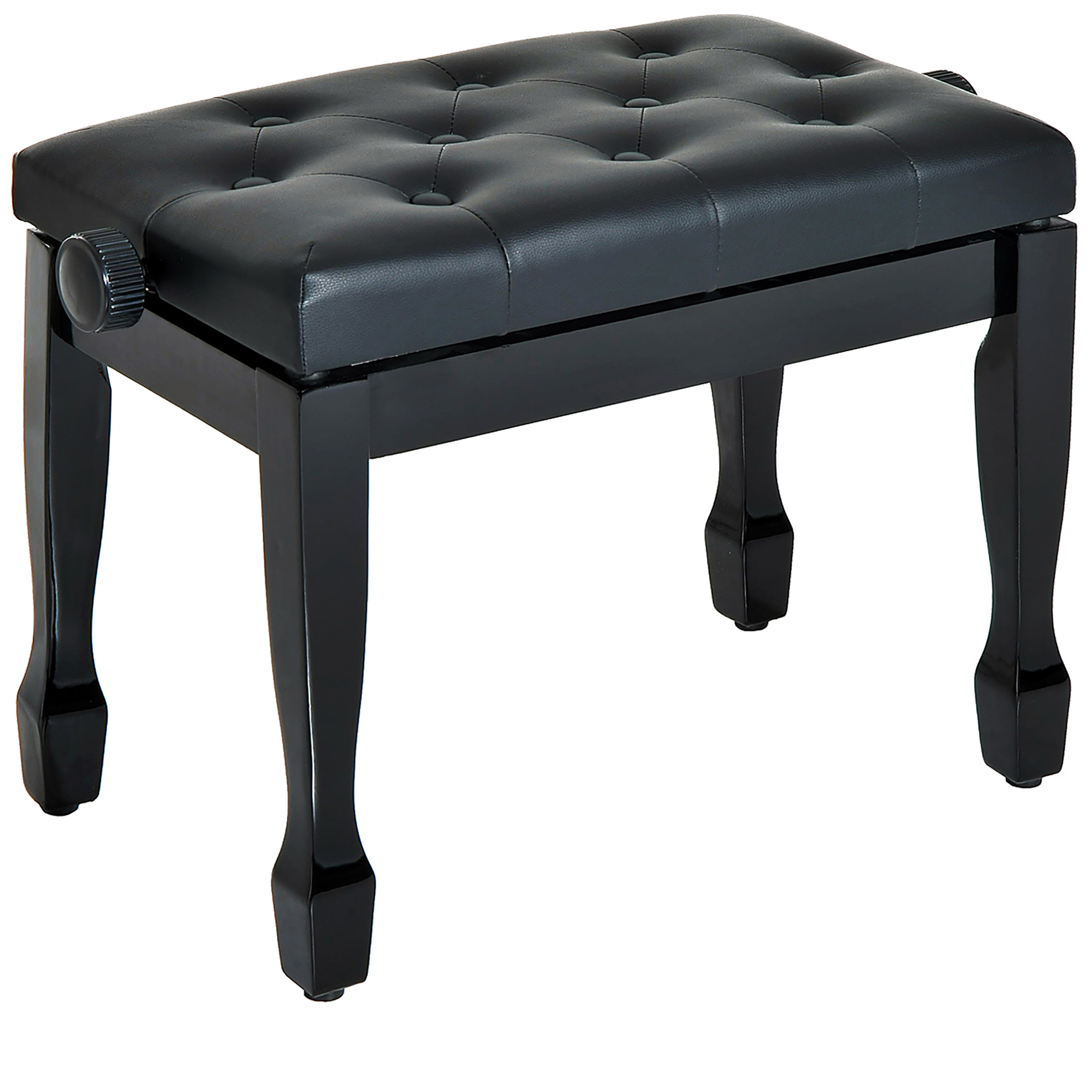 Klavierhocker Höhenverstellbar Klavierbank, Pianobank mit Kunstleder Kissen Keyboardhocker für Piano Keyboard 64 x 35 x 45-55 cm Schwarz
